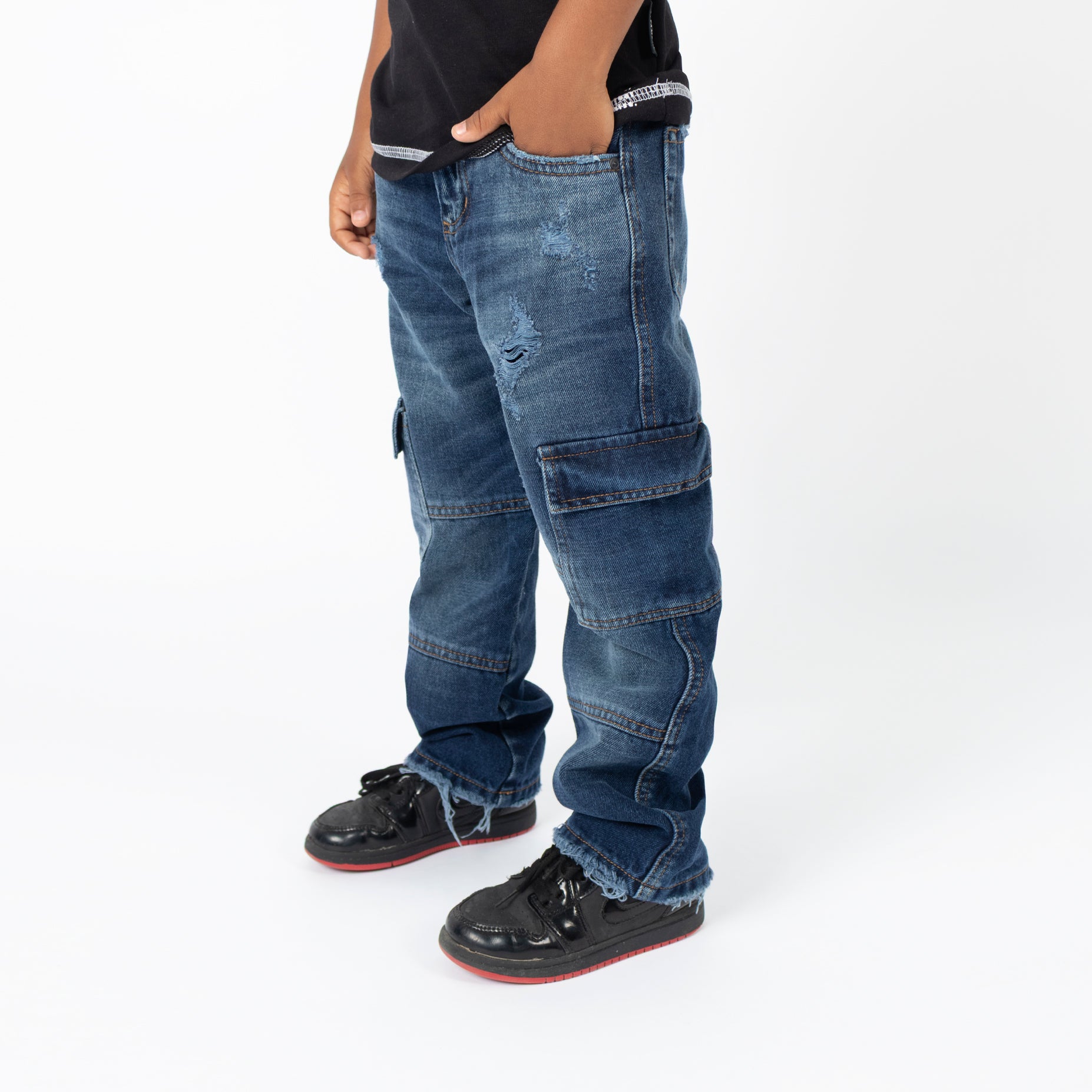 Jean niño cargo azul