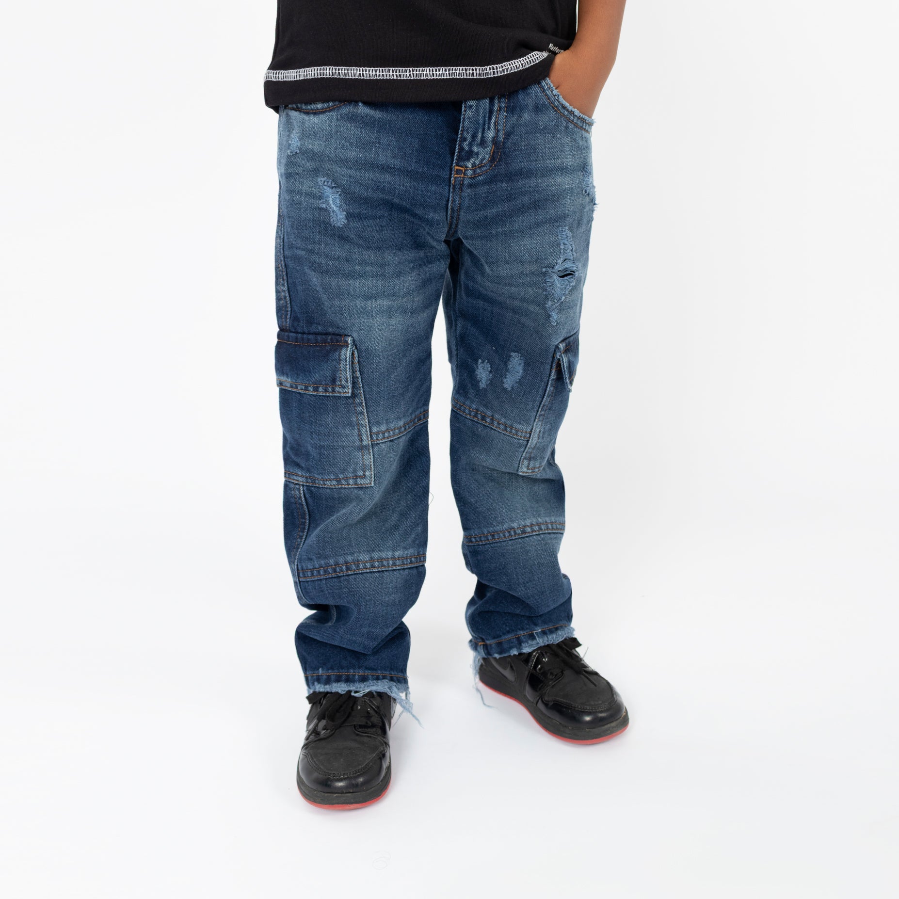 Jean niño cargo azul