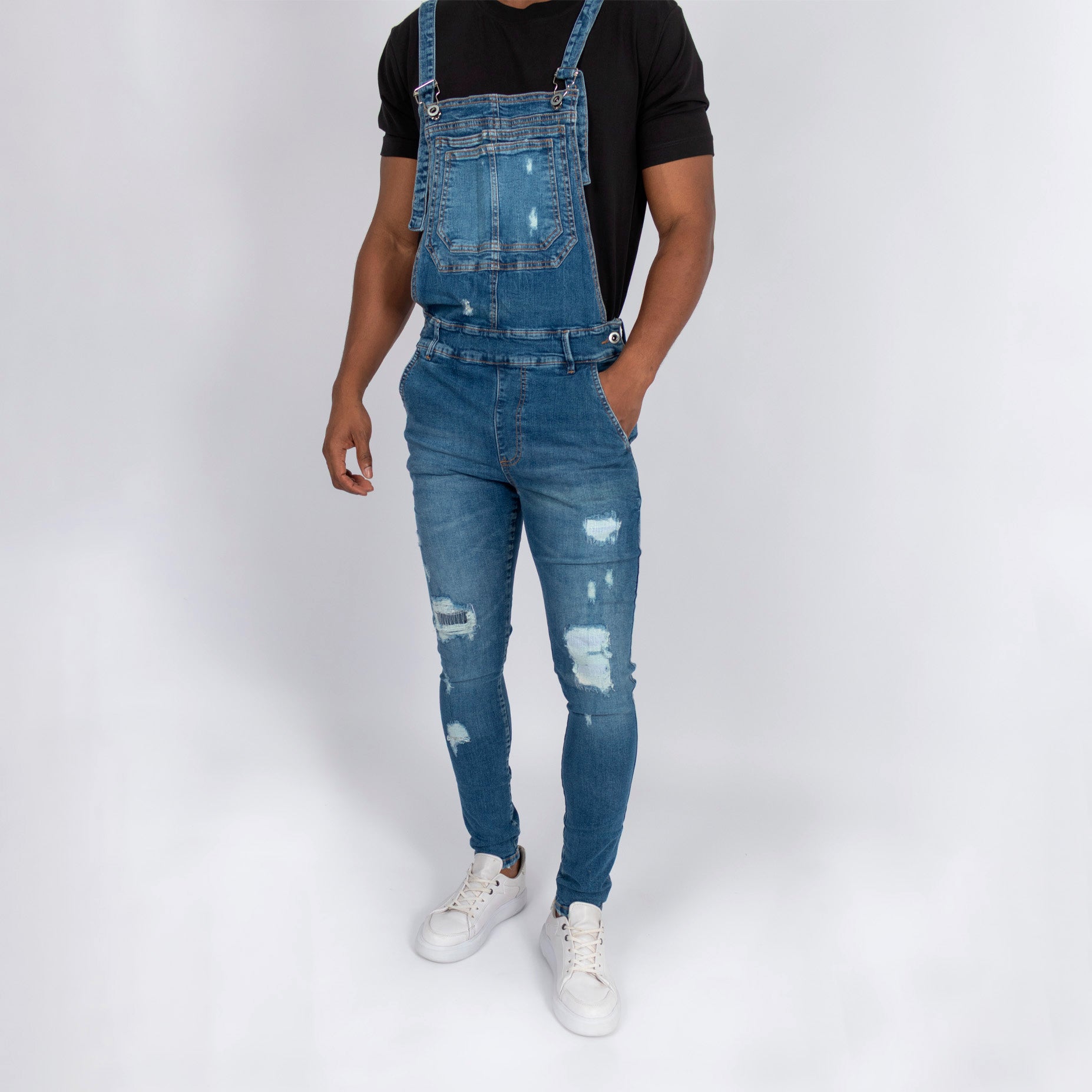 Overol hombre azul desgaste
