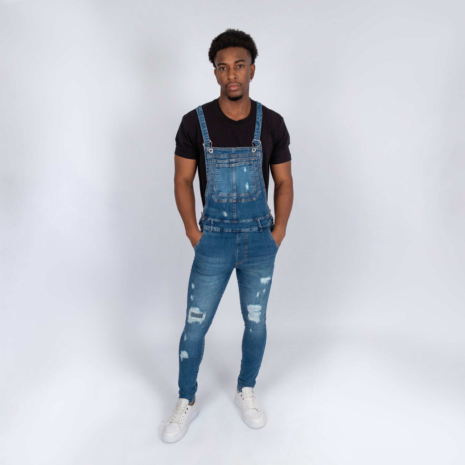 Overol hombre azul desgaste