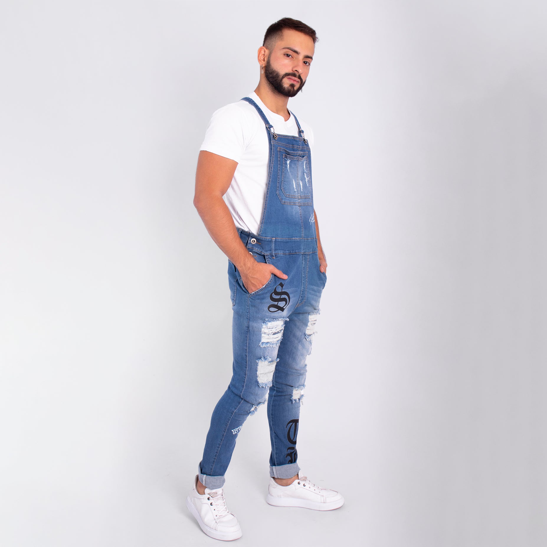 Overol hombre azul medio