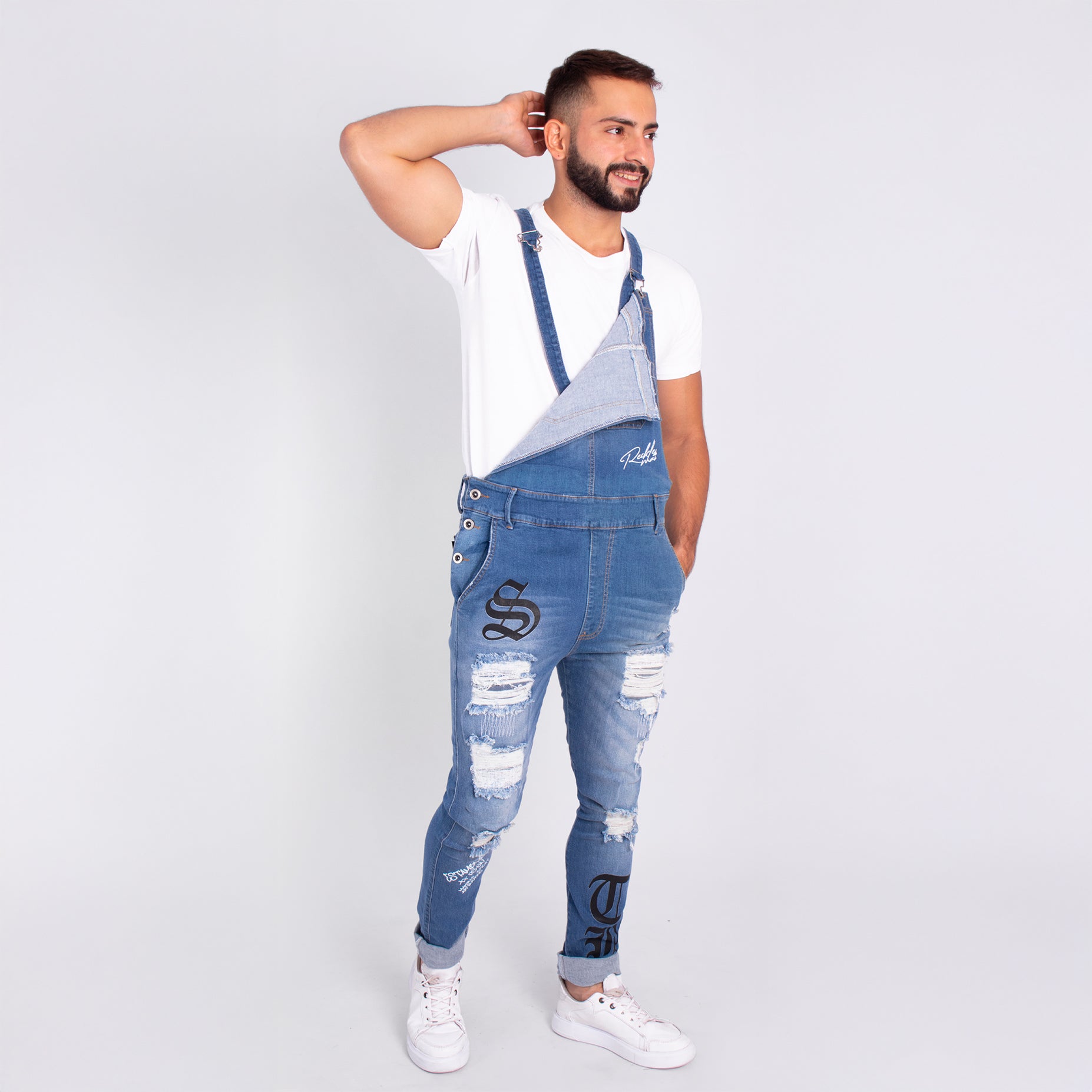 Overol hombre azul medio