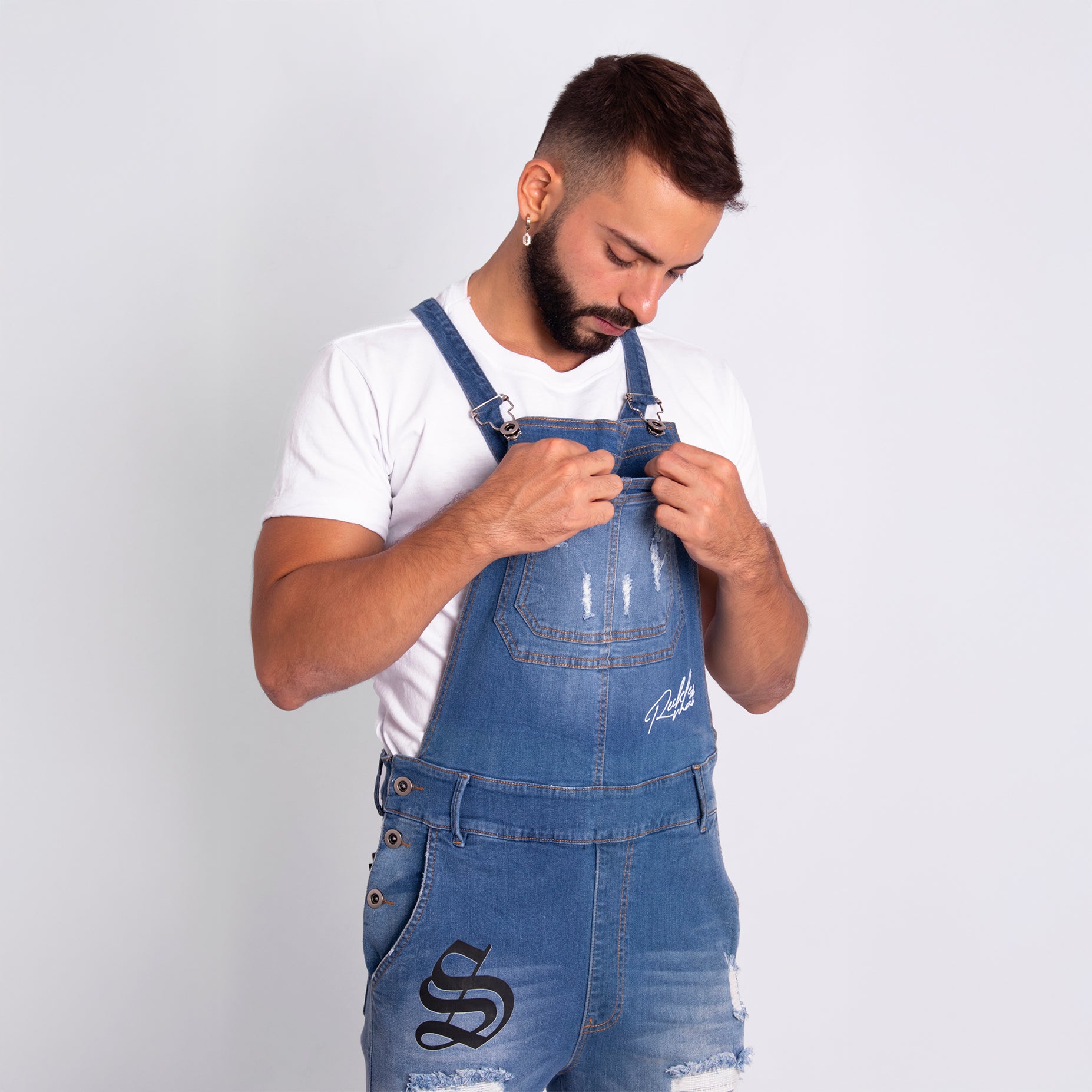 Overol hombre azul medio