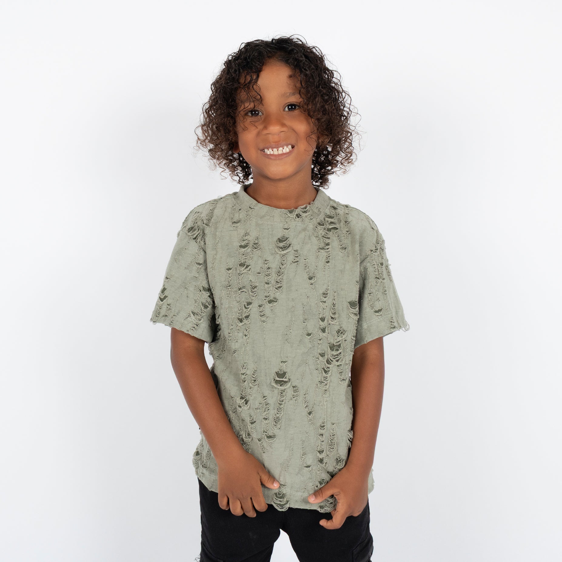 Oversize niño rotos verde