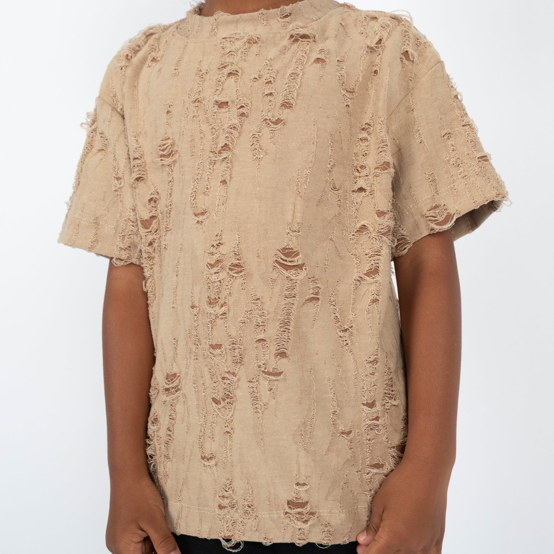 Oversize niño Rotos camel