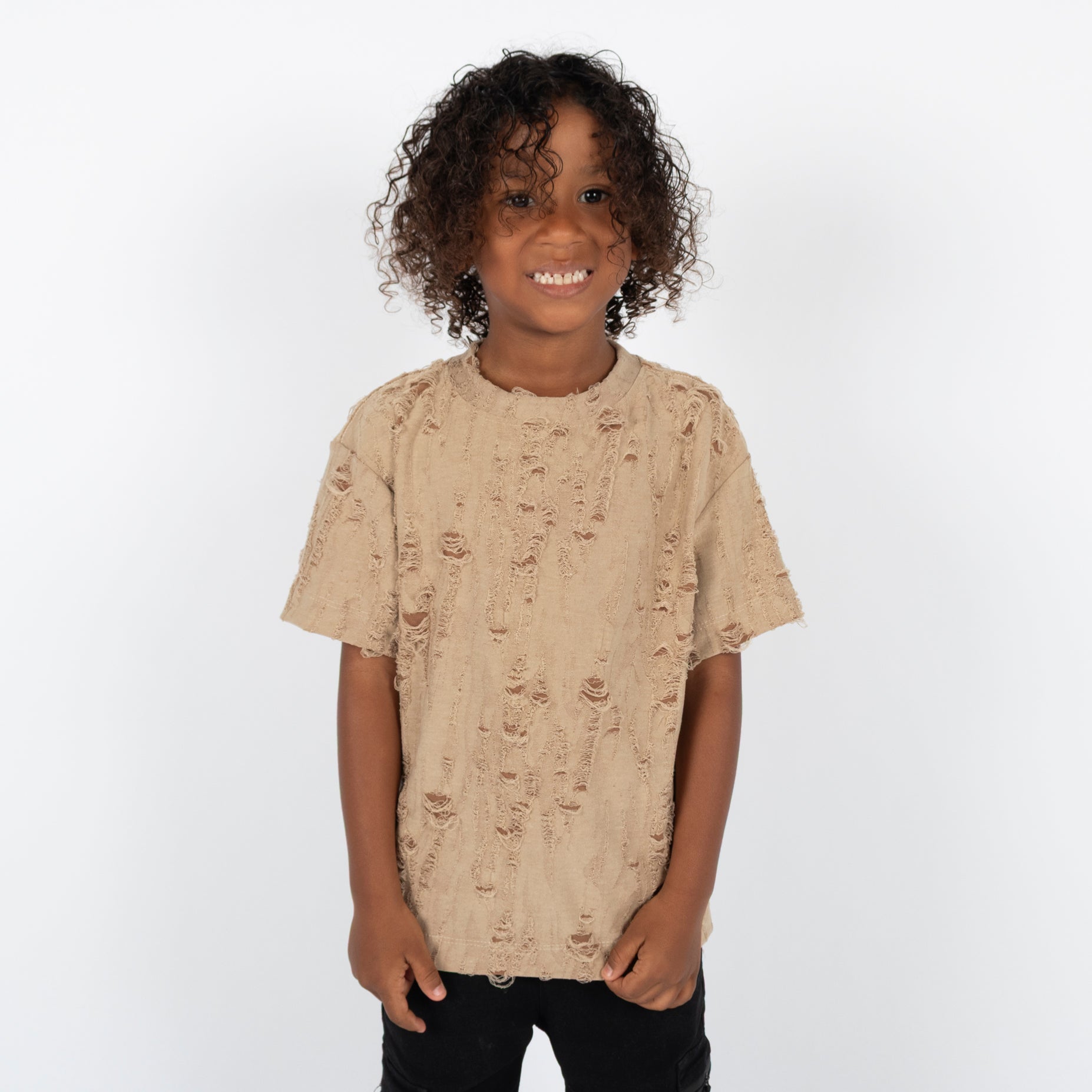 Oversize niño Rotos camel