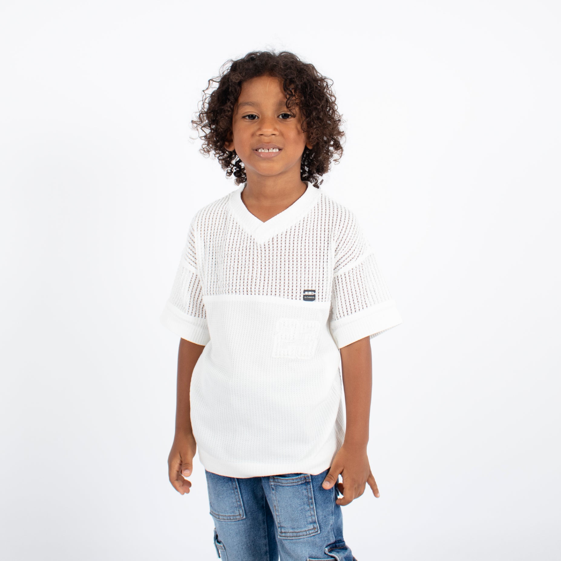 Oversize niño cortes maya blanca