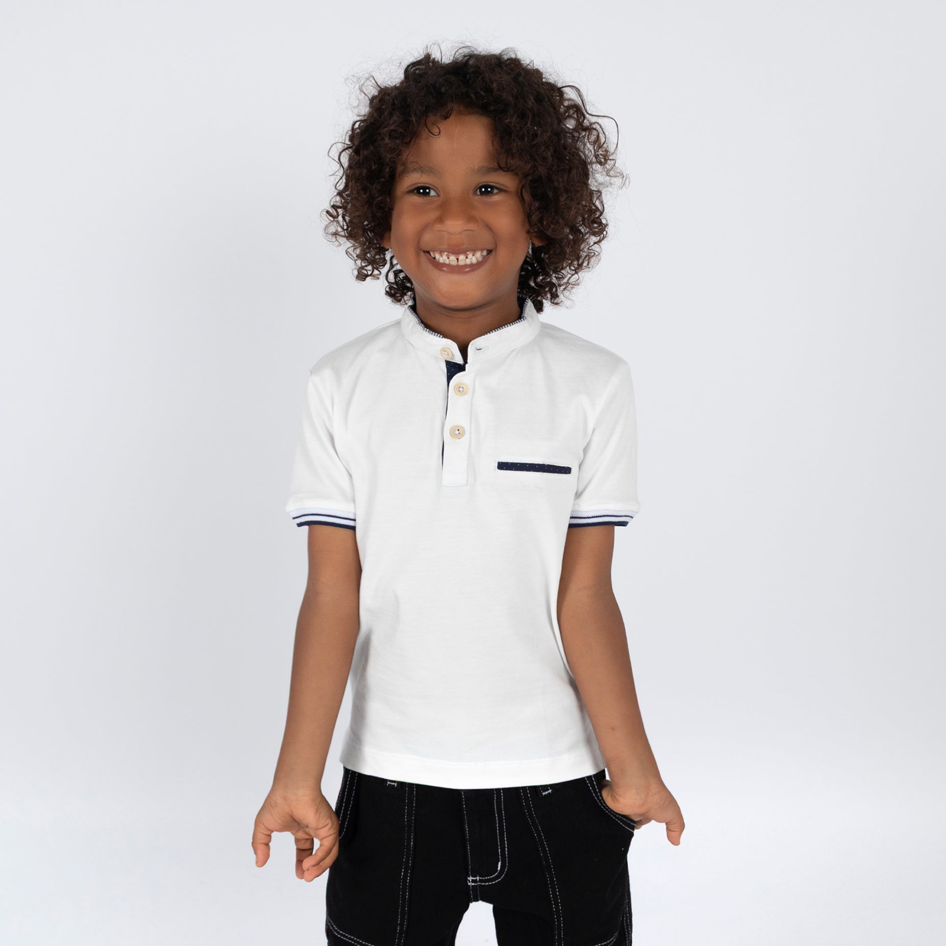 Polo niño basico blanco