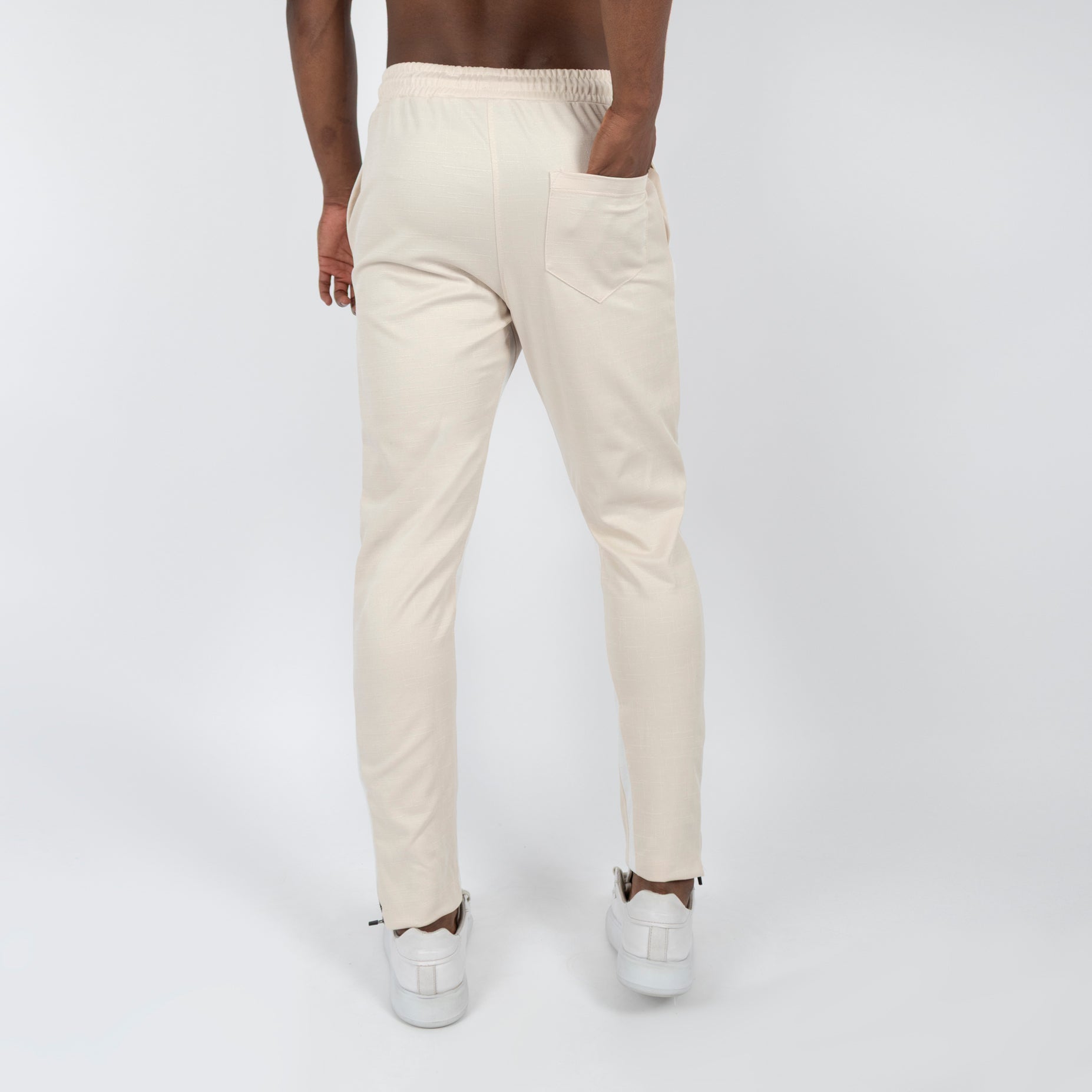 Sudadera hombre corte y cierre crema