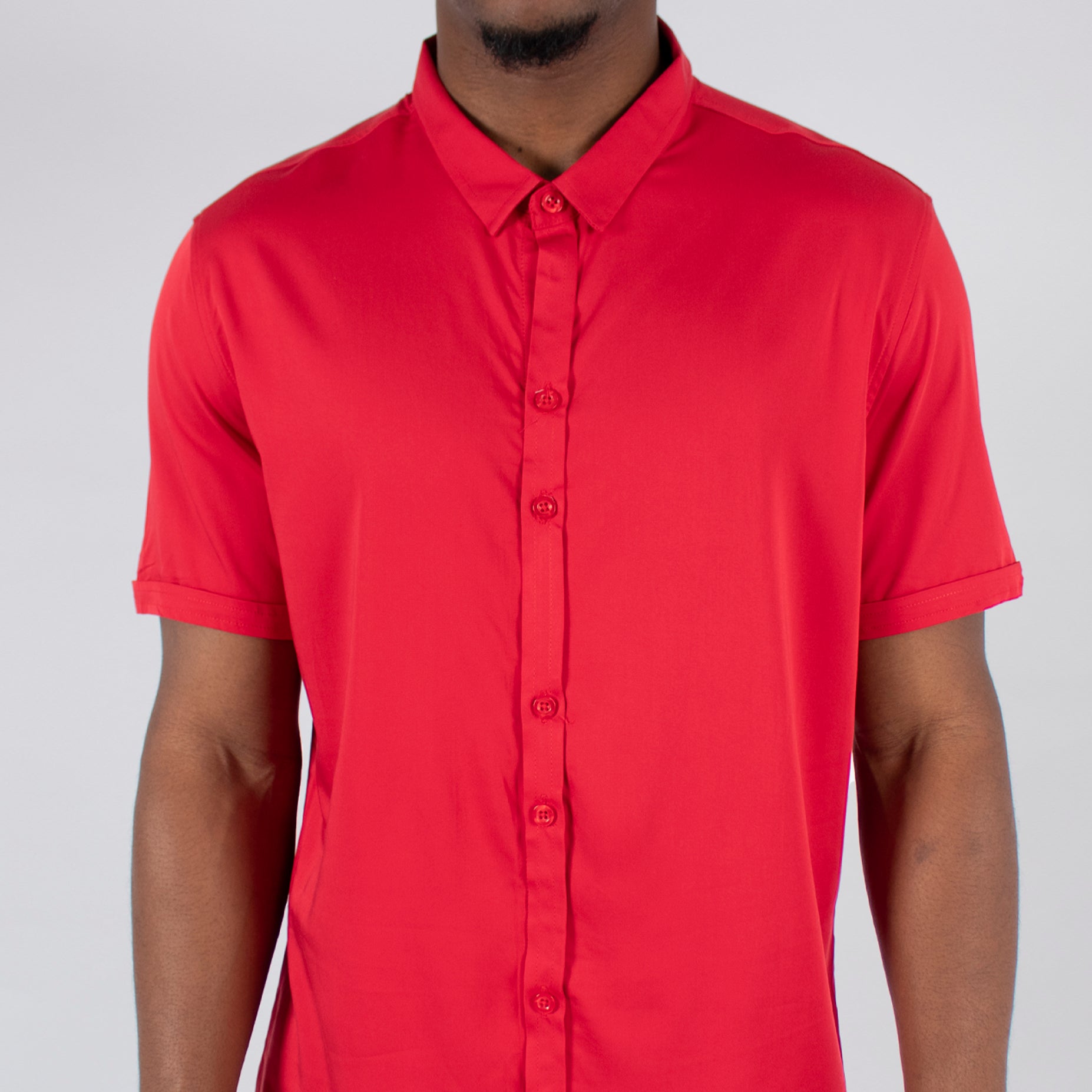 Camisa hombre basica cuello  roja