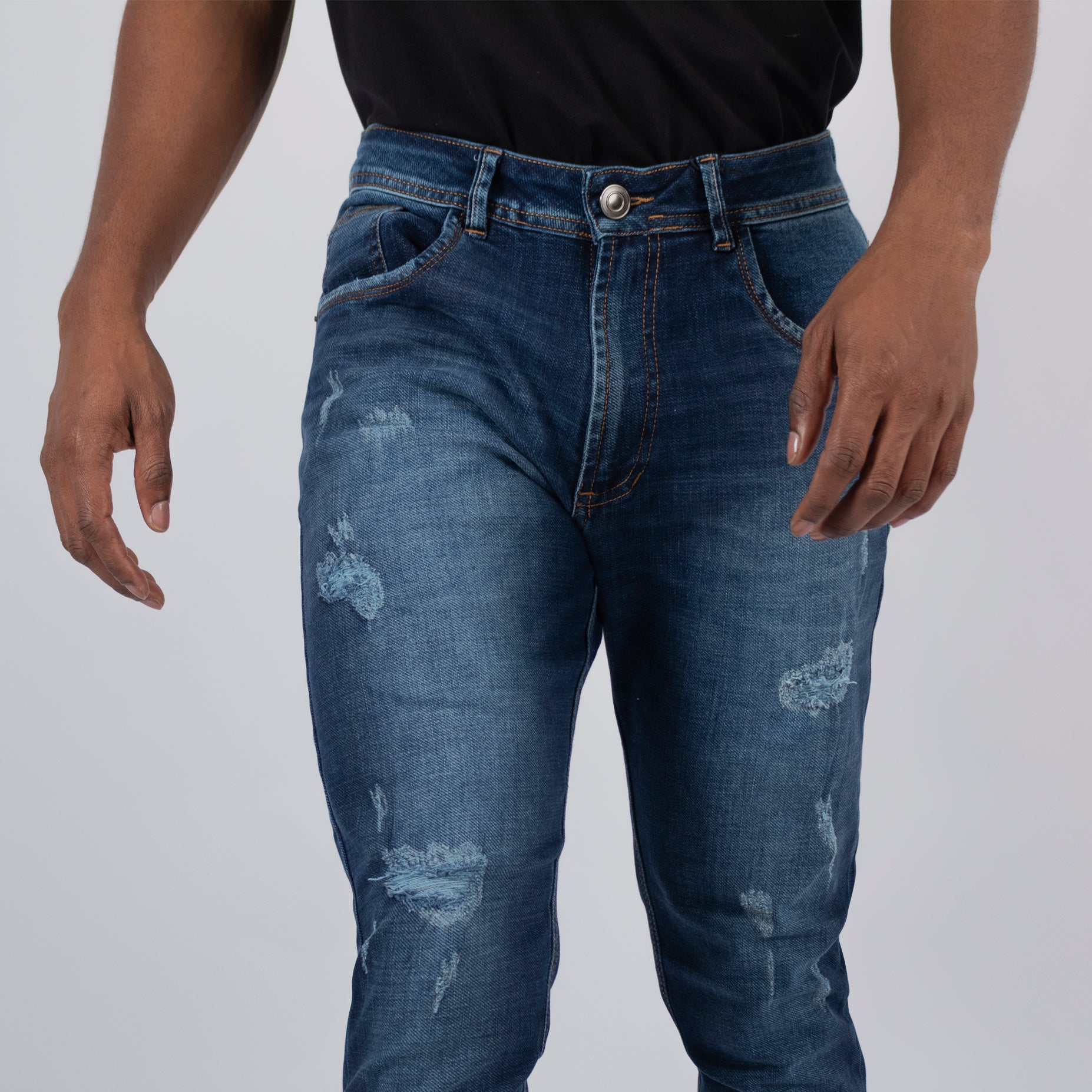 Jeans hombre azul oscuro con rotos