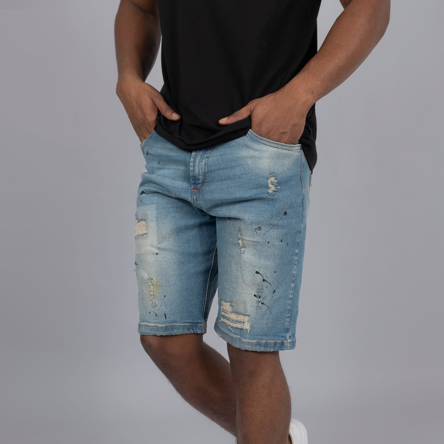 Bermuda hombre azul medio