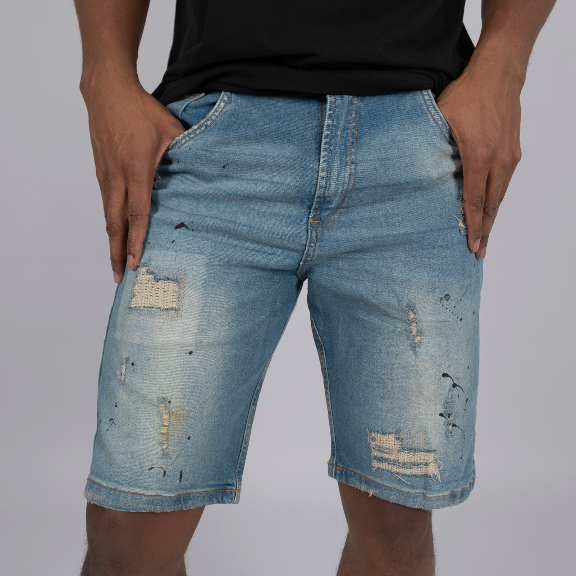 Bermuda hombre azul medio