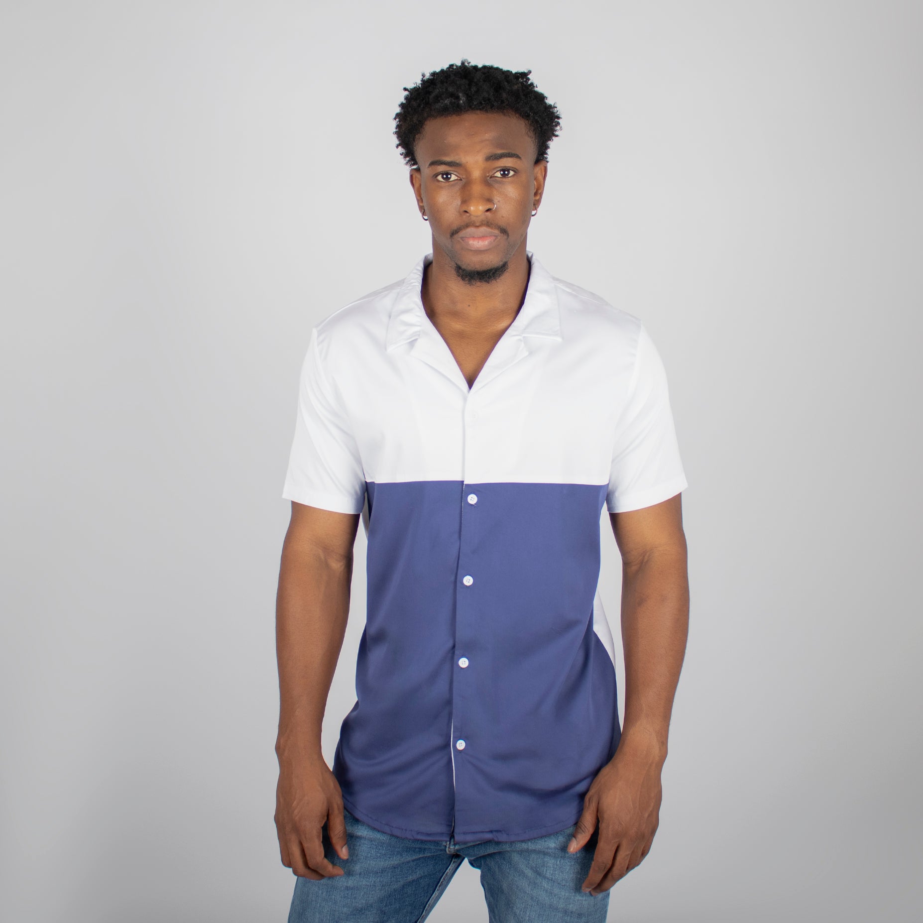 Camisa hombre cortes azul