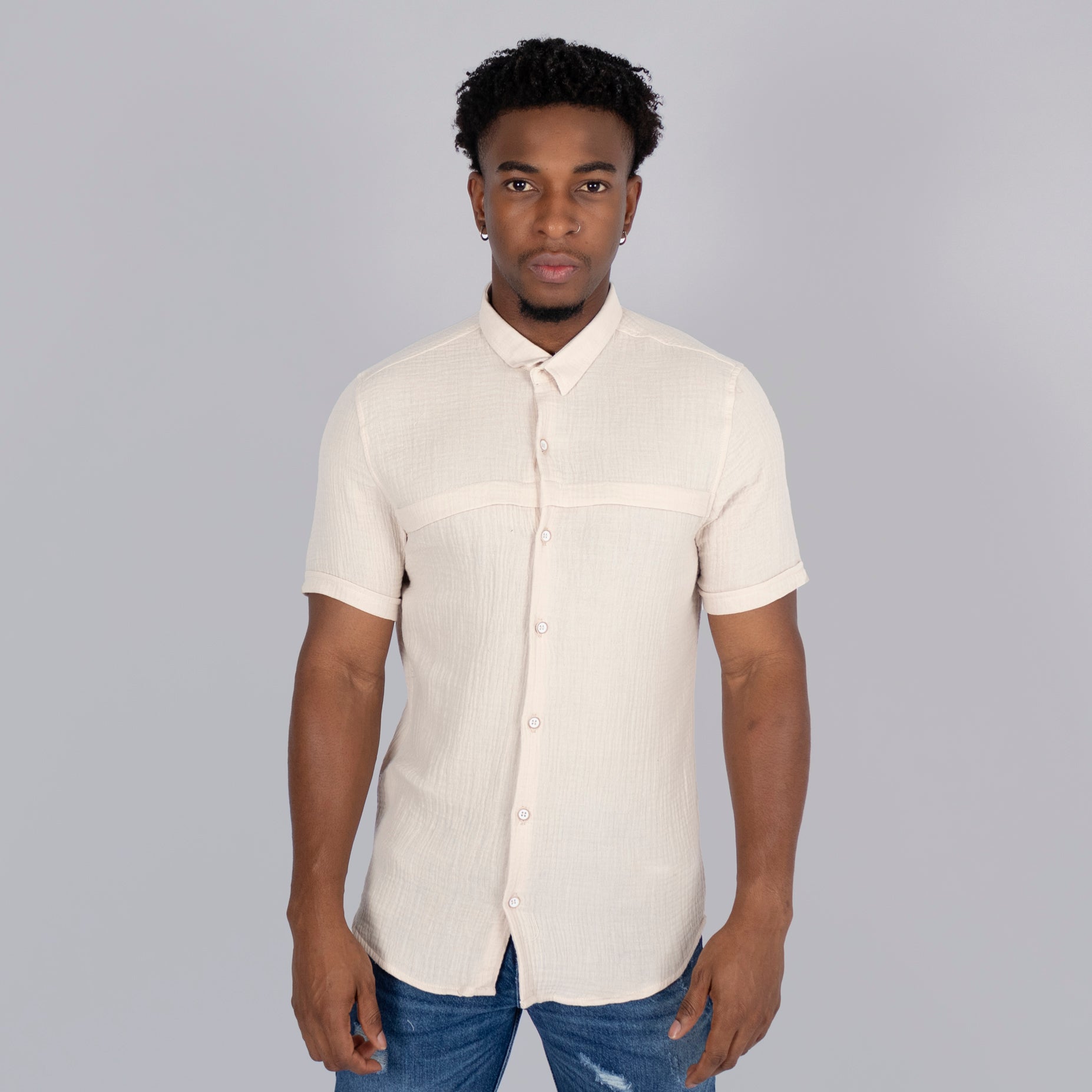 Camisa hombre textura avena