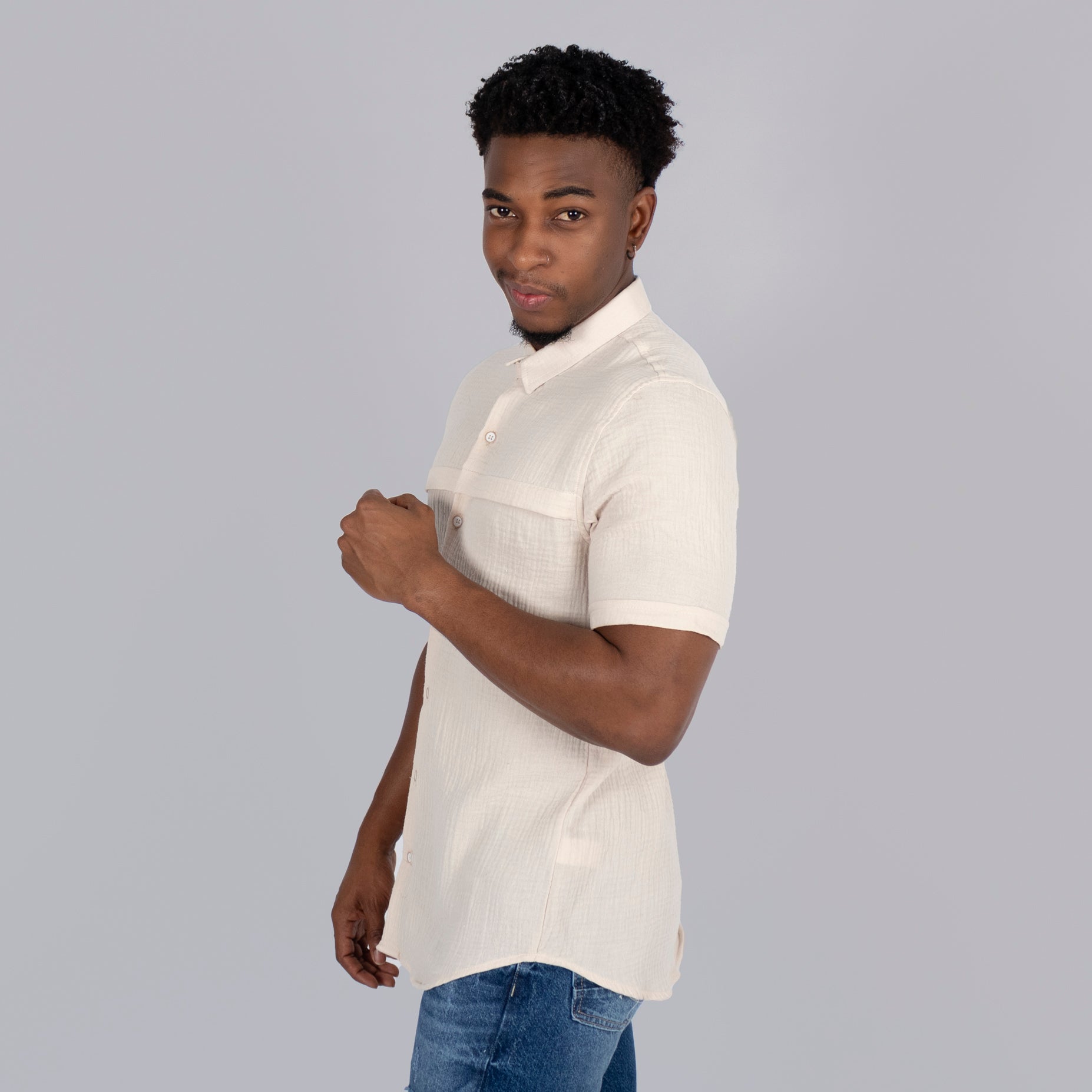 Camisa hombre textura avena