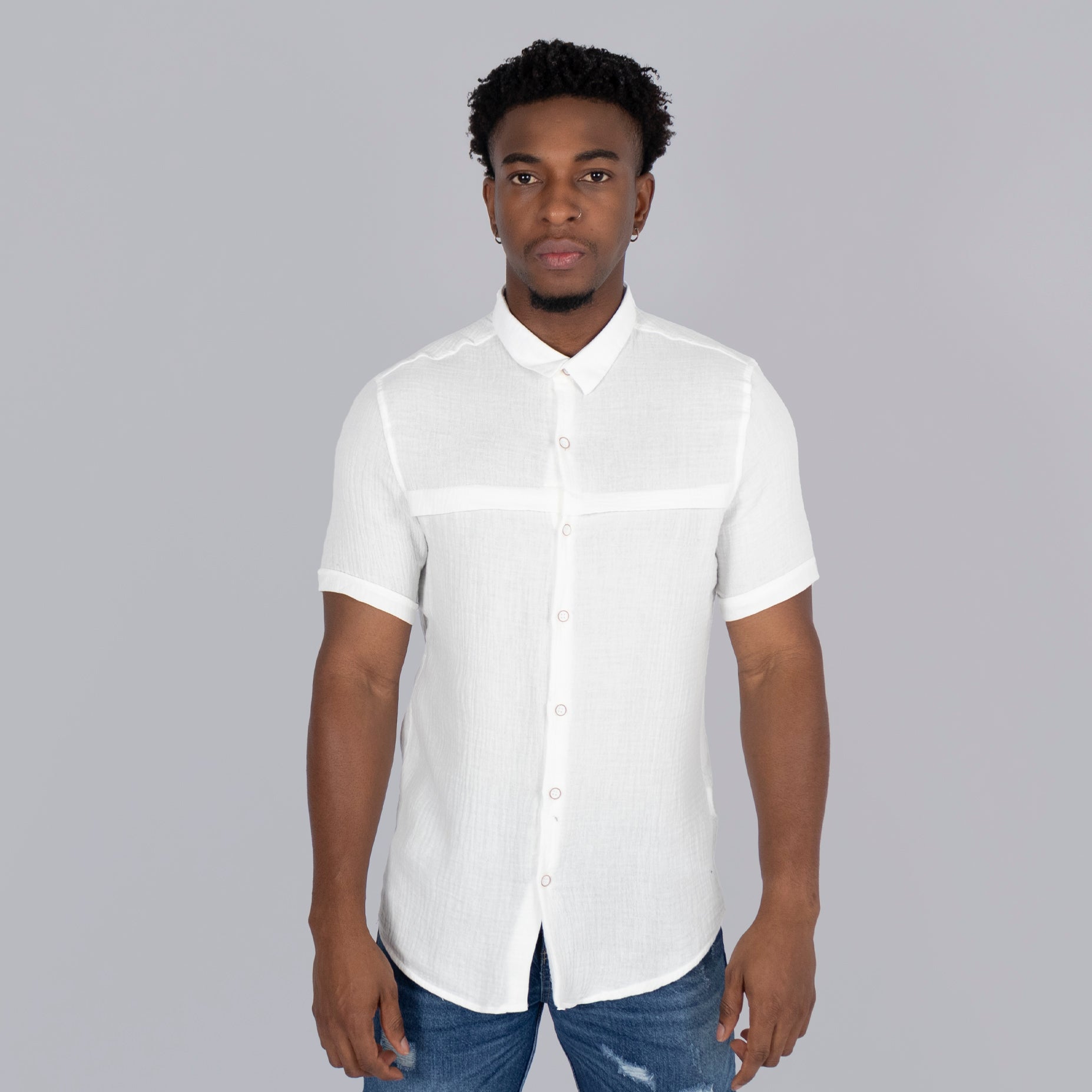 Camisa hombre textura ivory