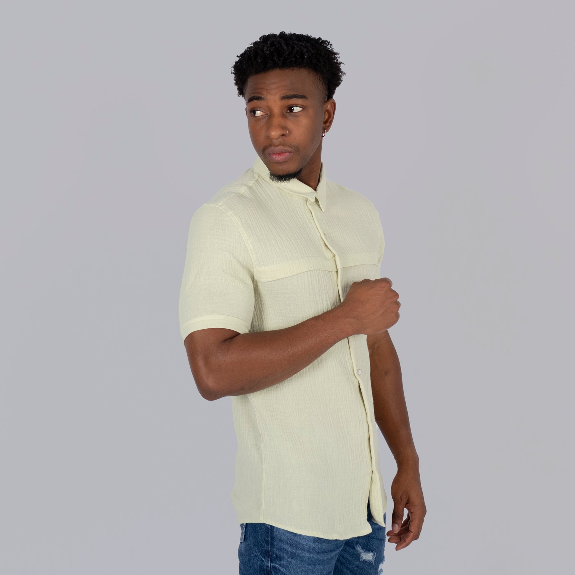 Camisa hombre textura verde