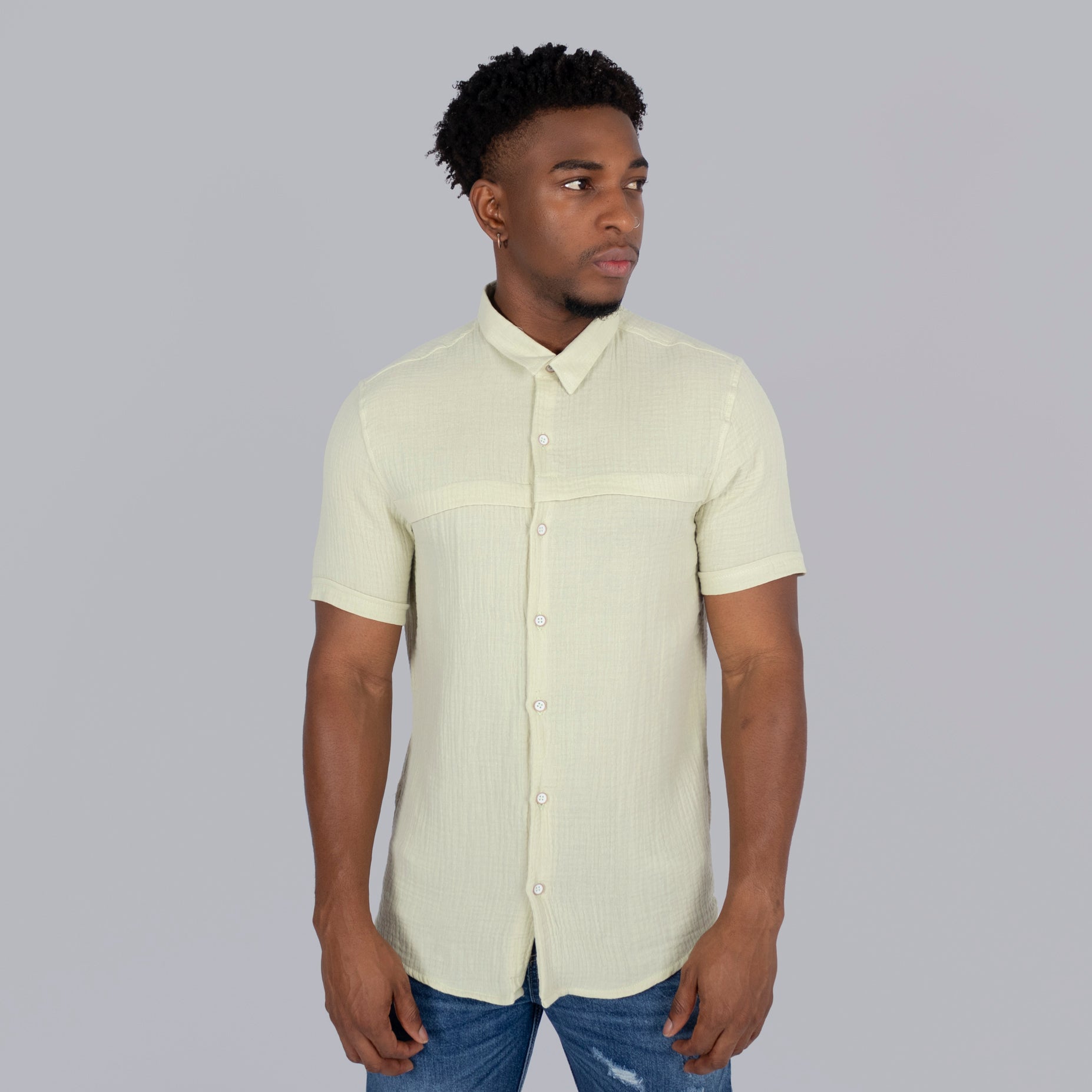 Camisa hombre textura verde