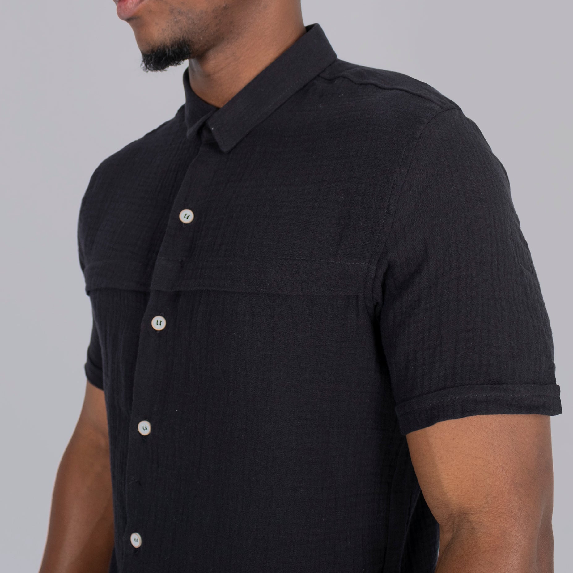 Camisa hombre textura negra