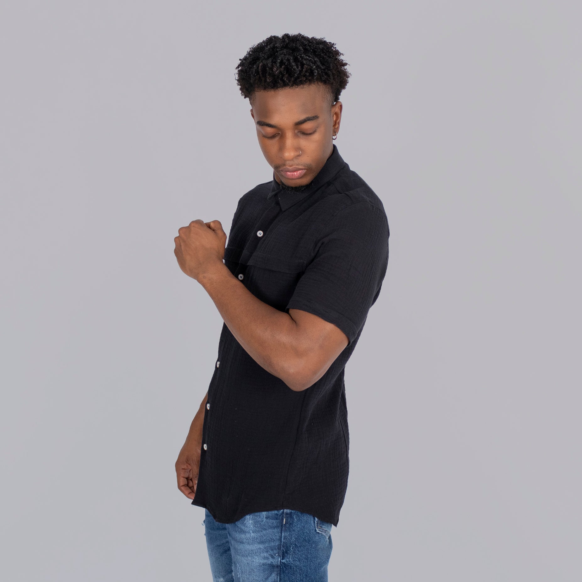 Camisa hombre textura negra