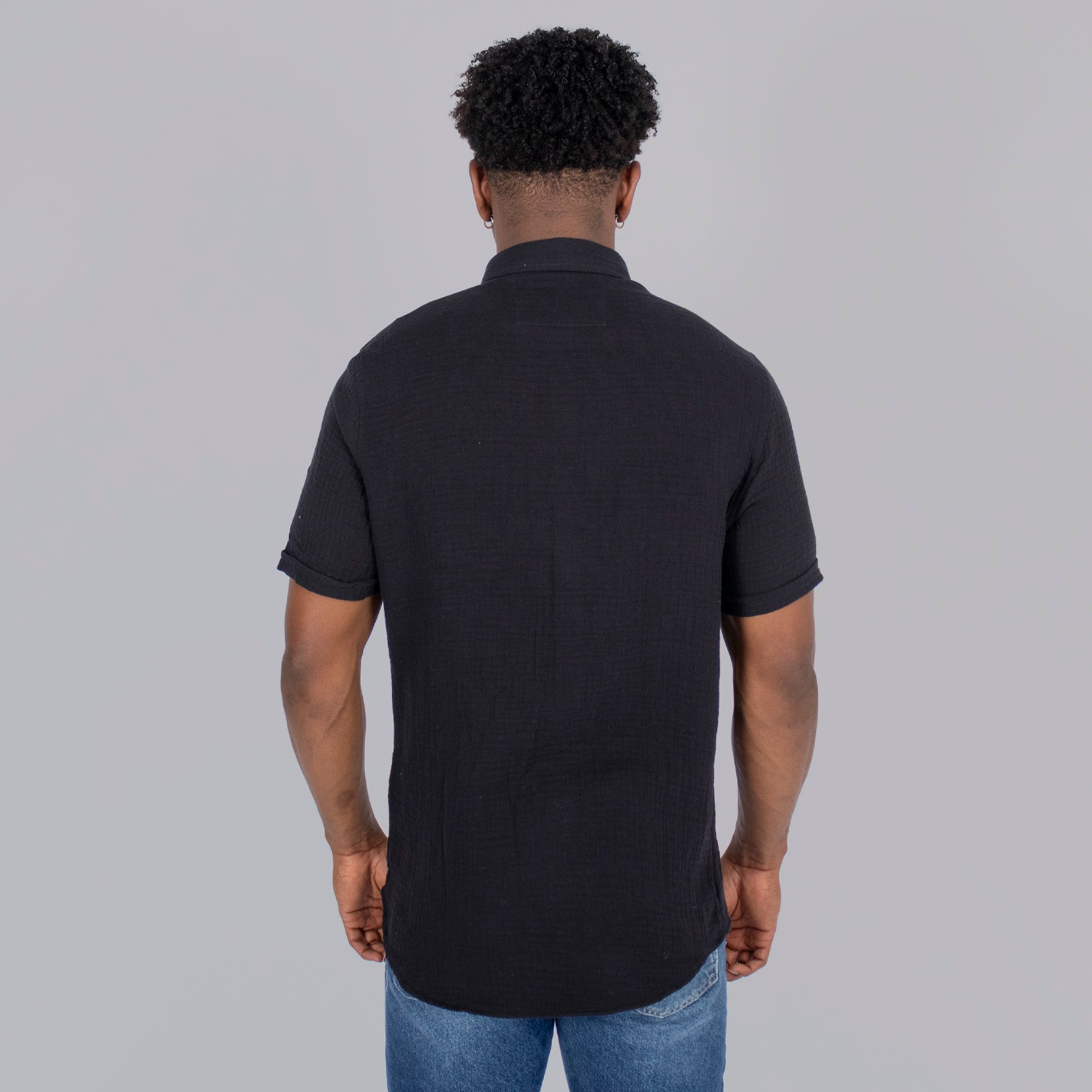 Camisa hombre textura negra