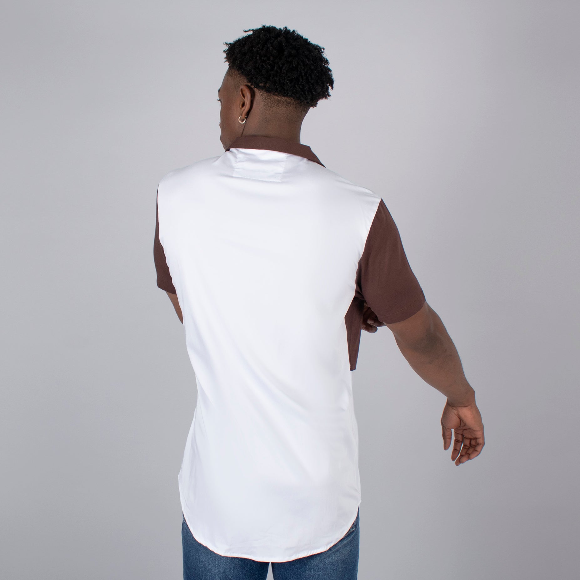 Camisa hombre cuello sport  cafe