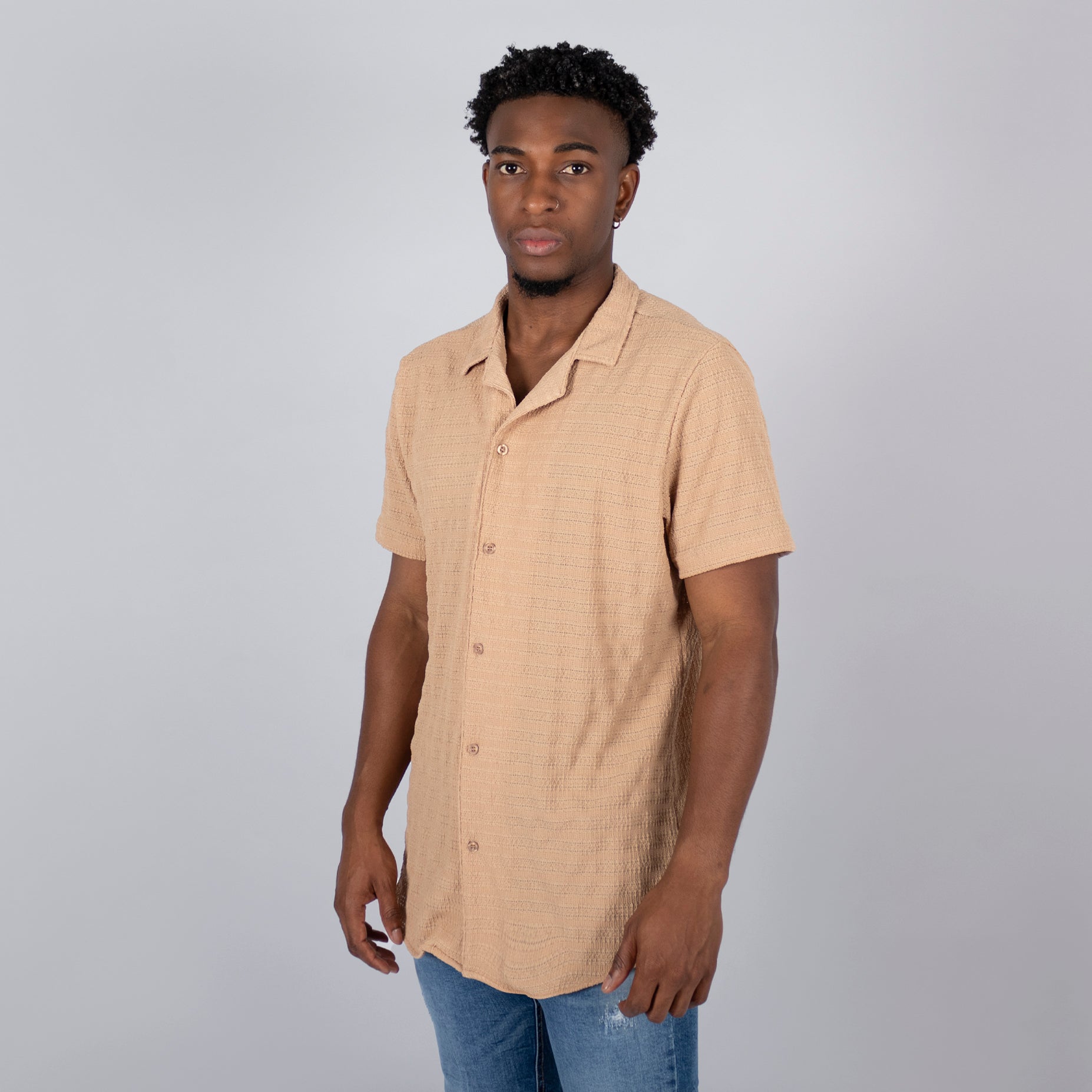 Camisa hombre textura avena