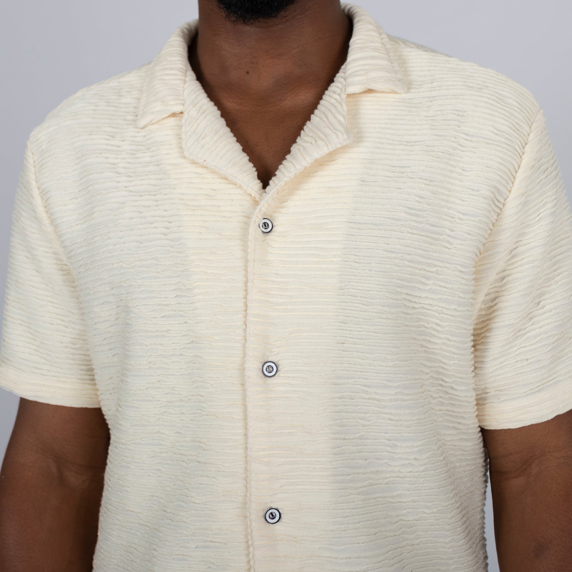 Camisa hombre textura marfil