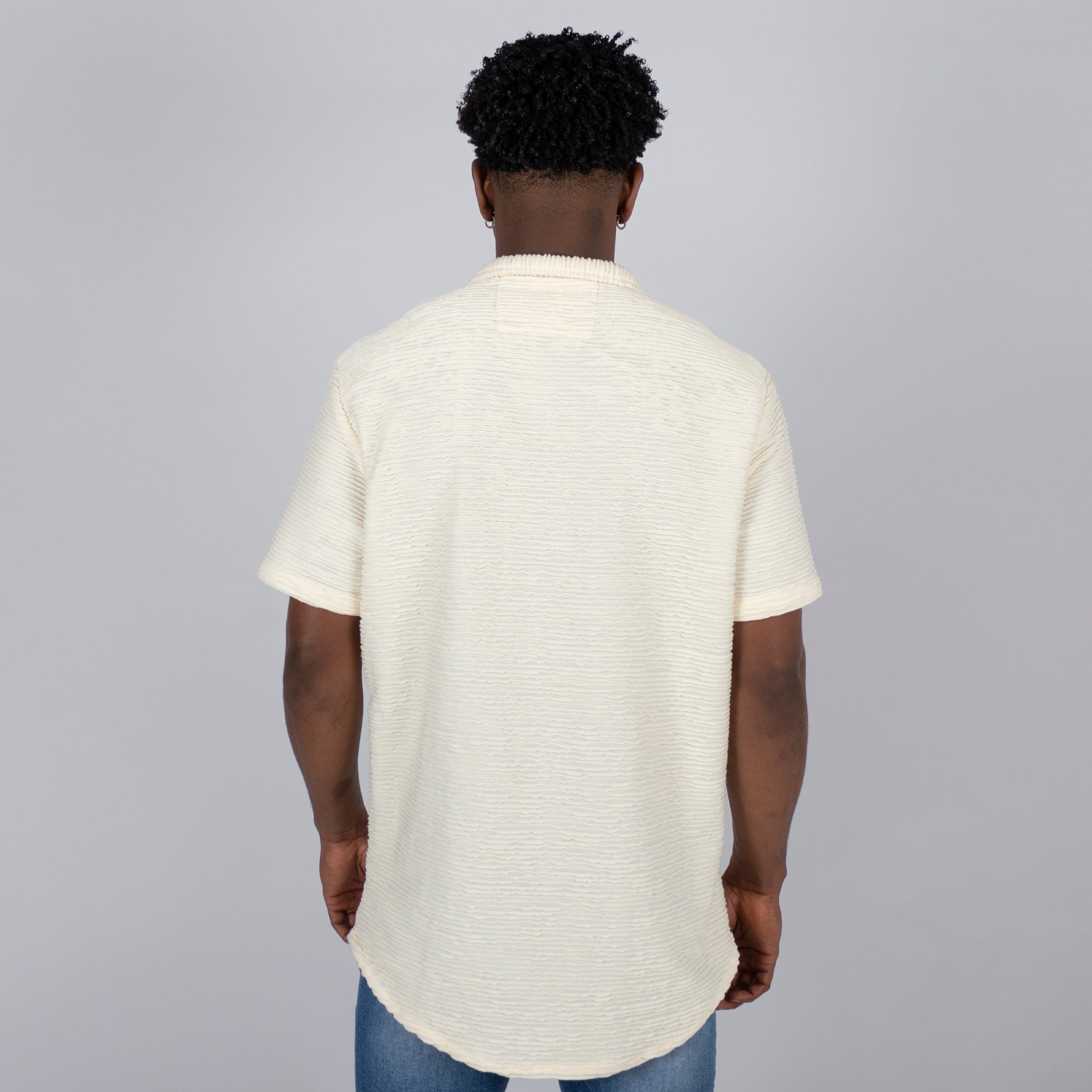 Camisa hombre textura marfil