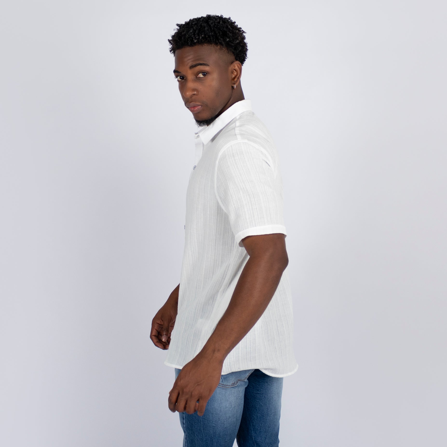 Camisa hombre textura blanca
