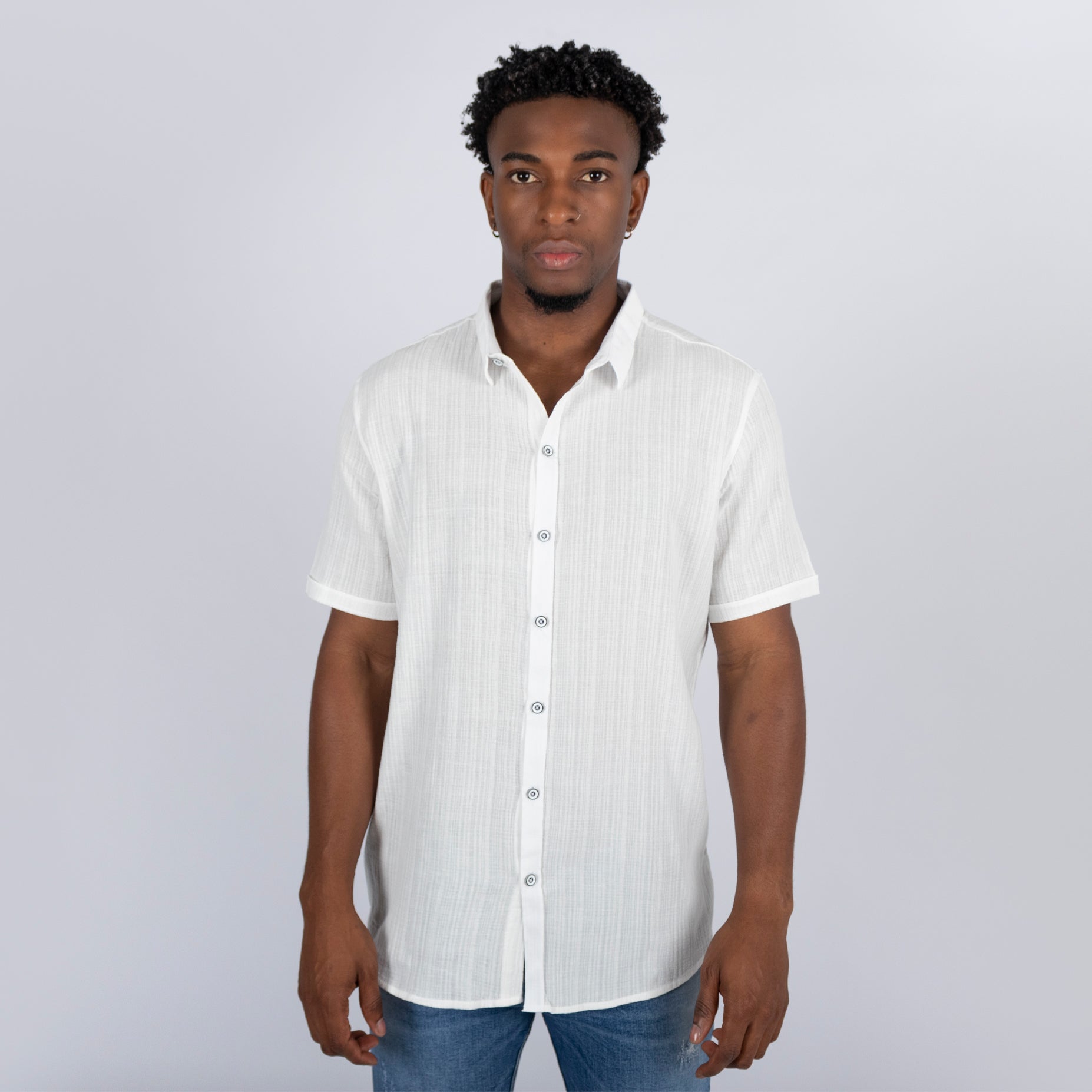 Camisa hombre textura blanca