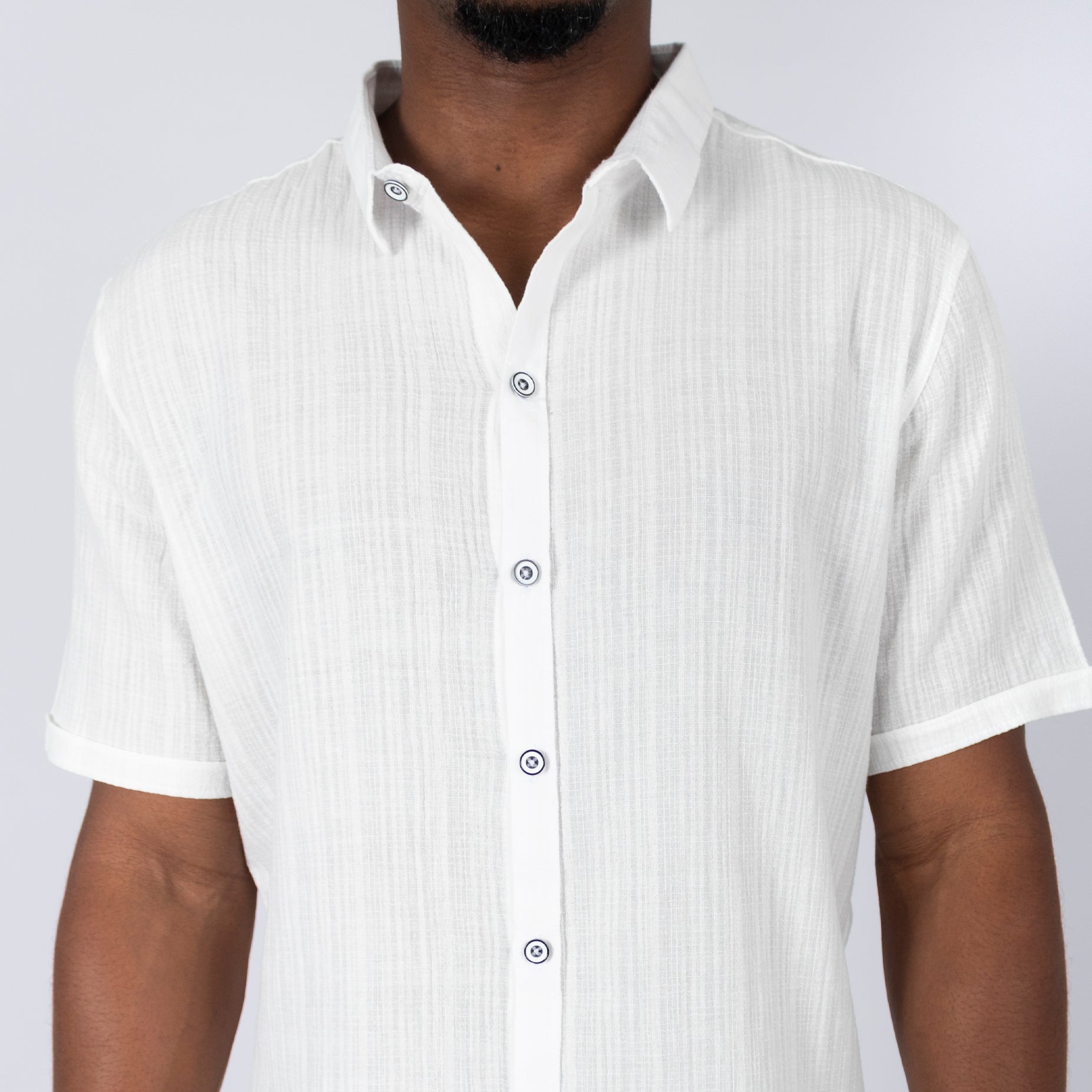 Camisa hombre textura blanca