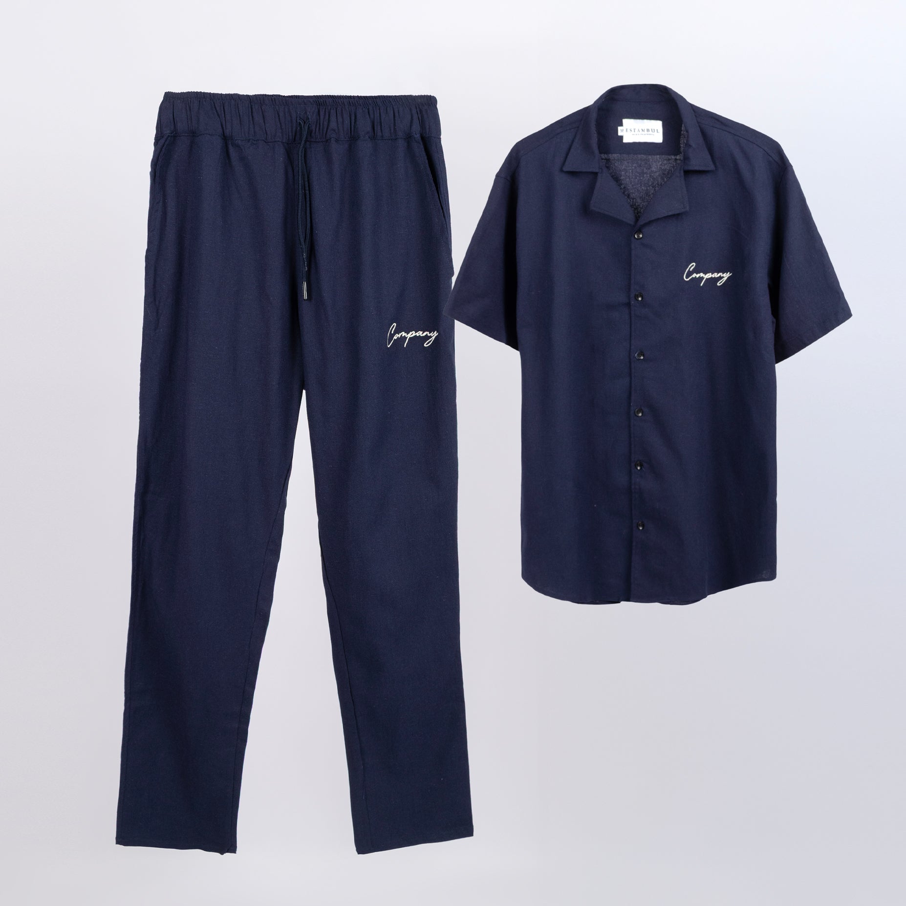 Conjunto hombre azul bordado