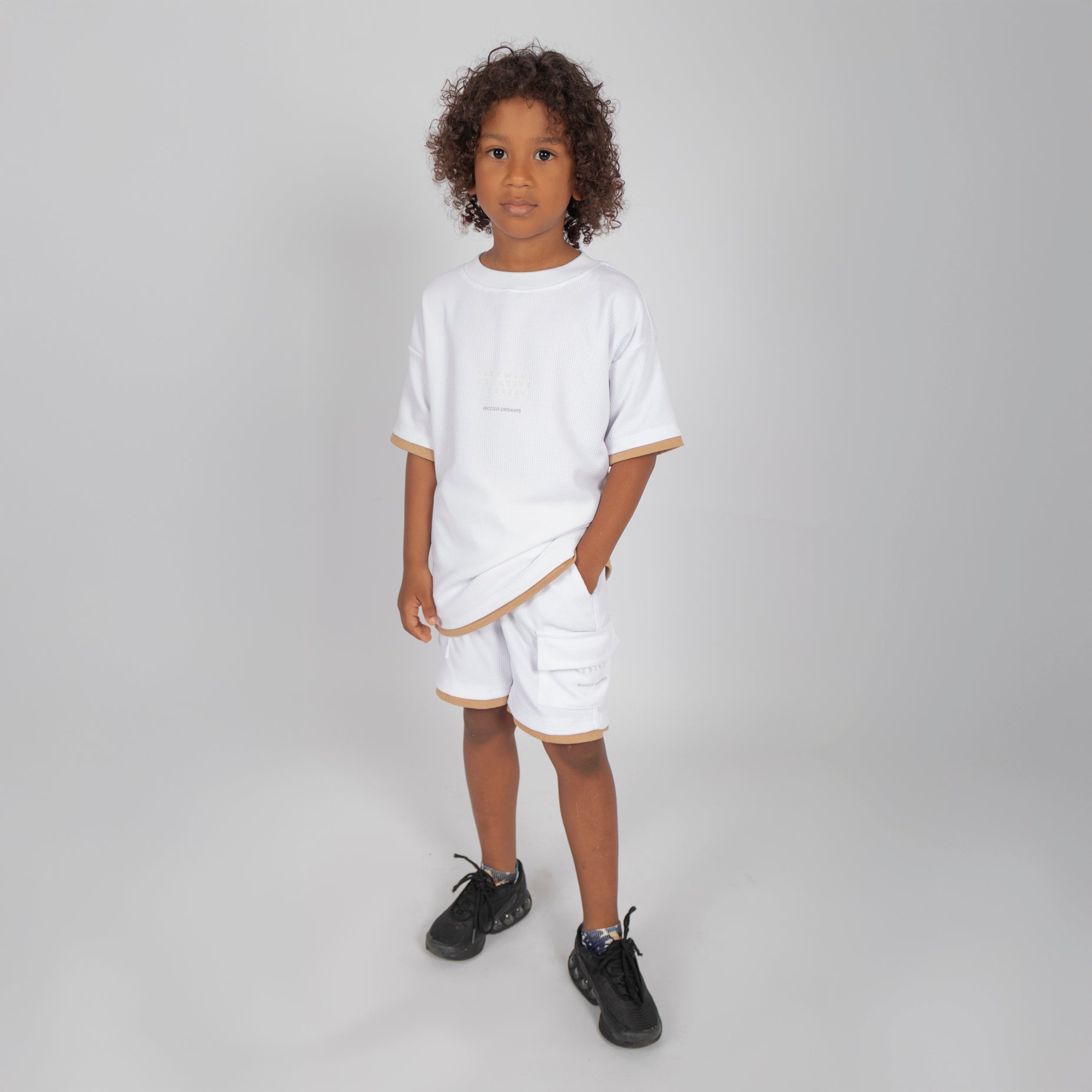 Conjunto niño textura blanco