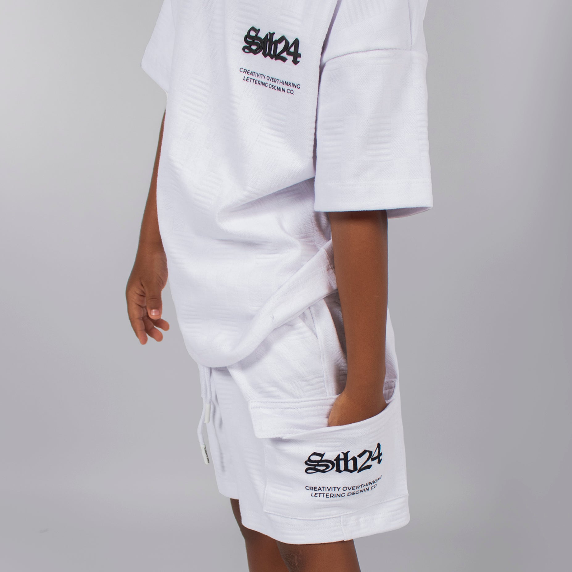 Conjunto niño textura blanco