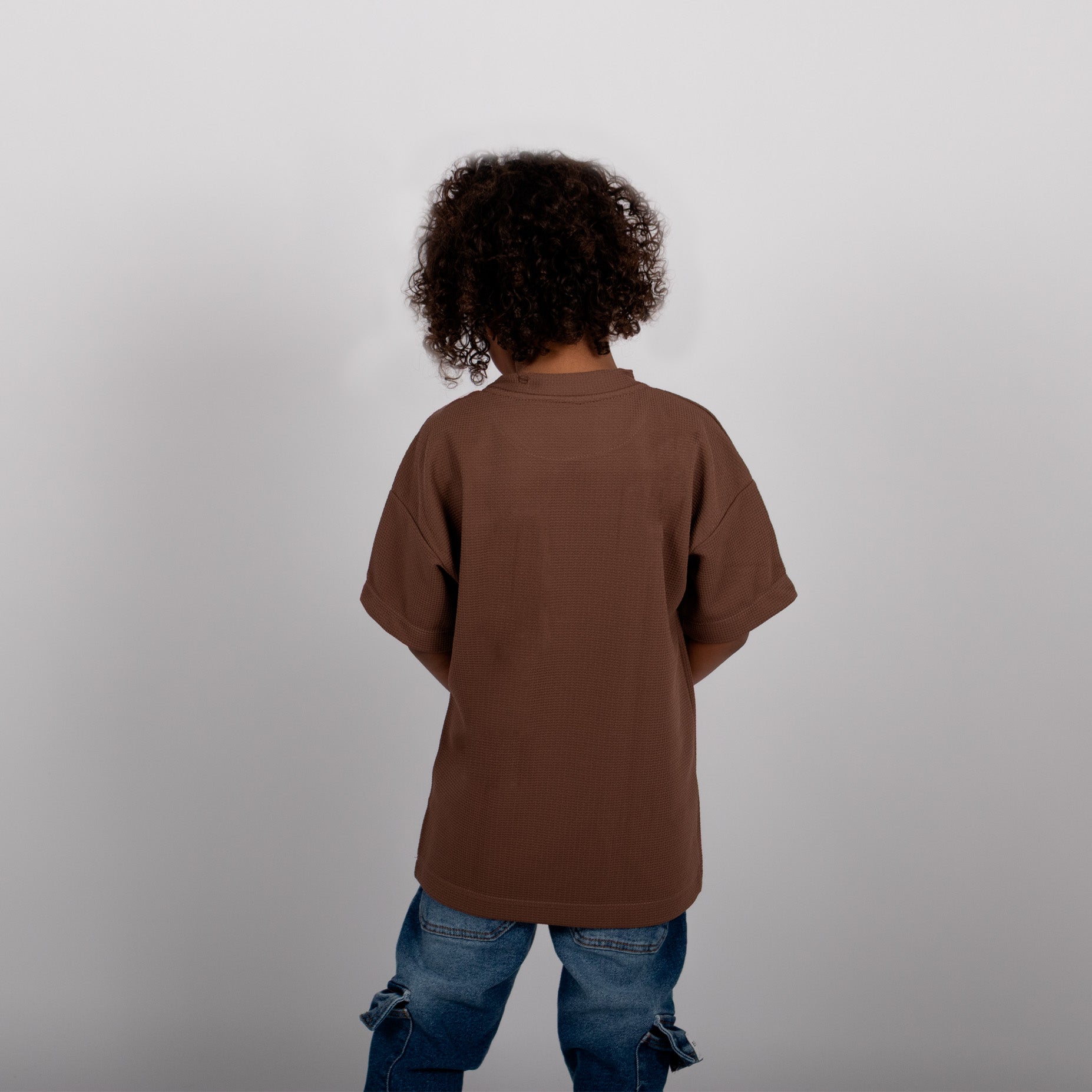 Oversize niño bordada cafe
