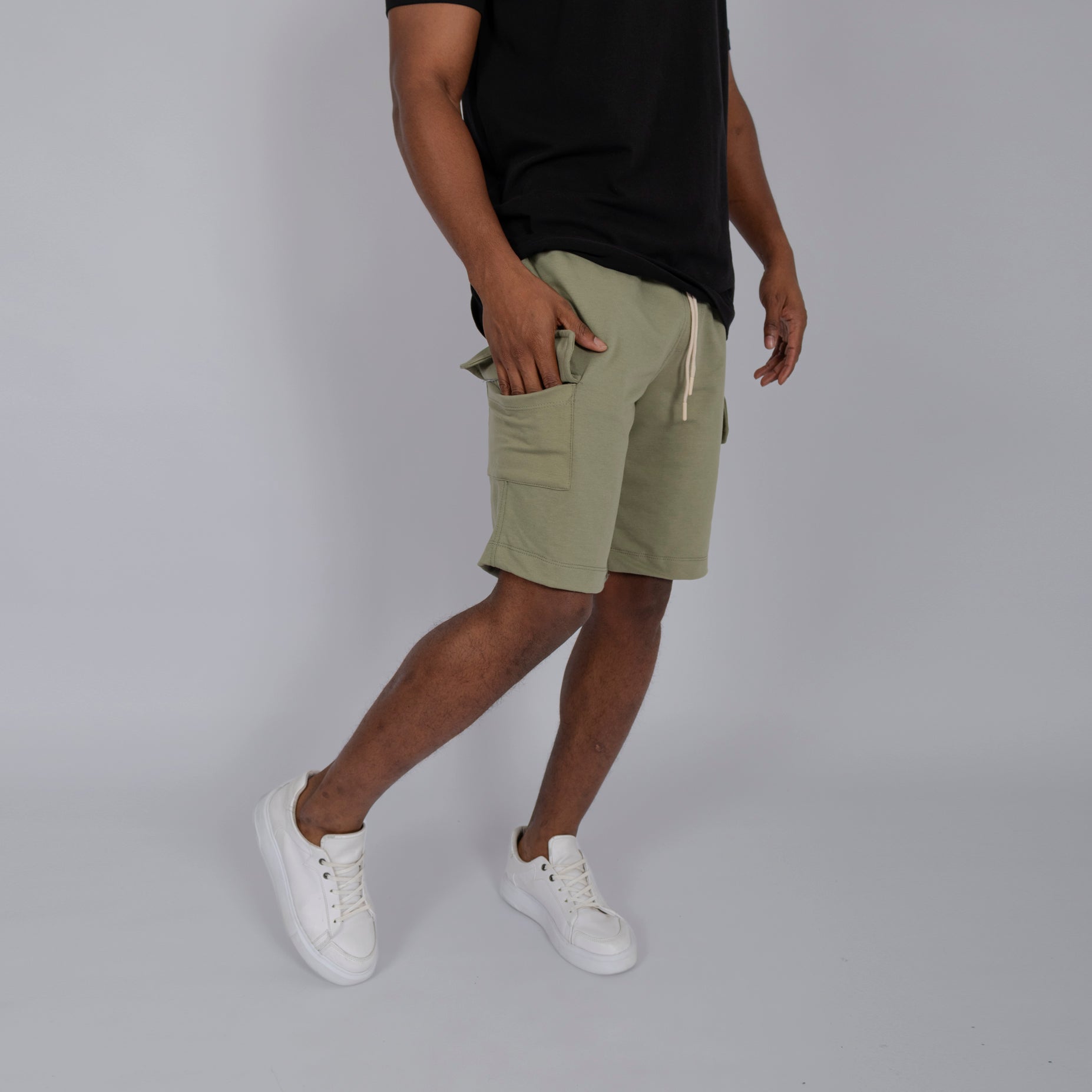 Pantaloneta hombre cargo verde