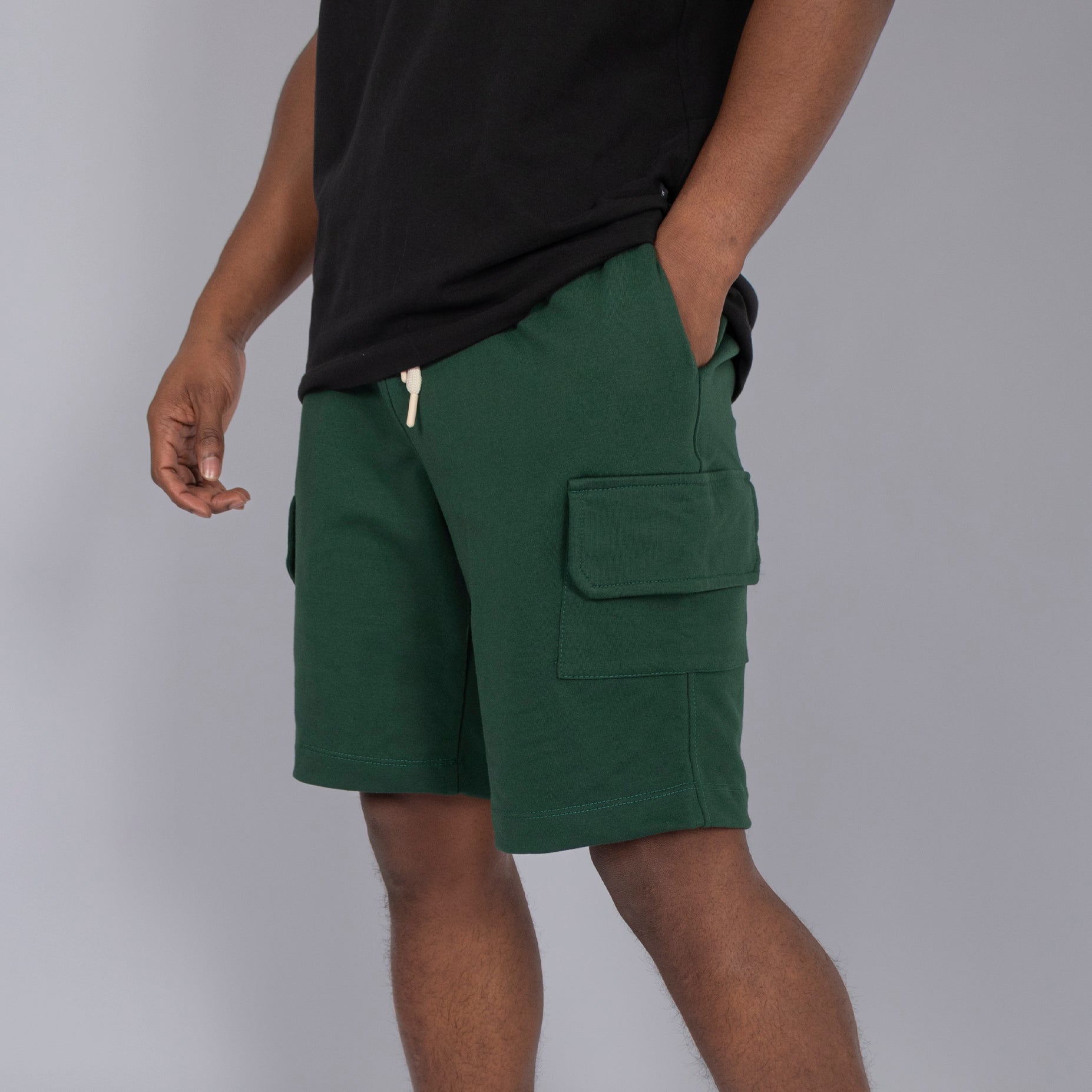 Pantaloneta hombre cargo verde