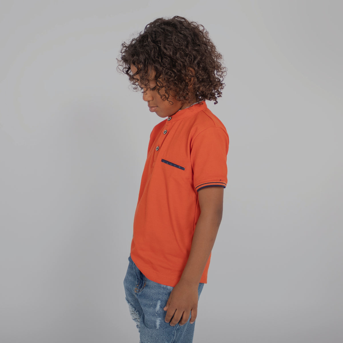 Polo niño basico naranja