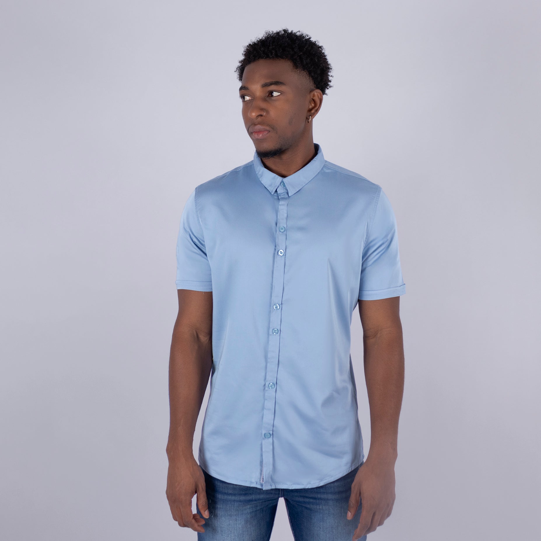 Camisa hombre basica cuello blue