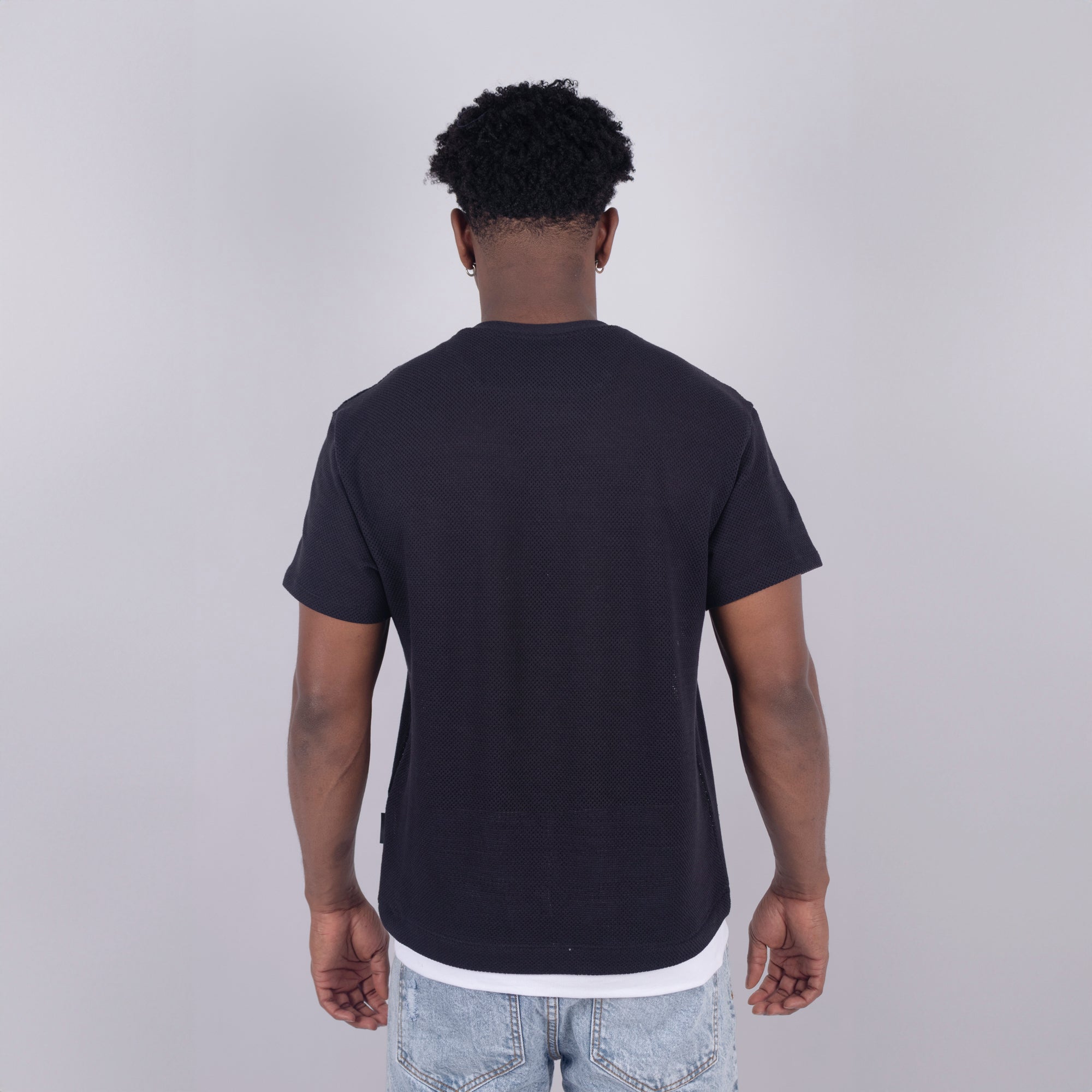 Camiseta hombre Textura Aplique Negra