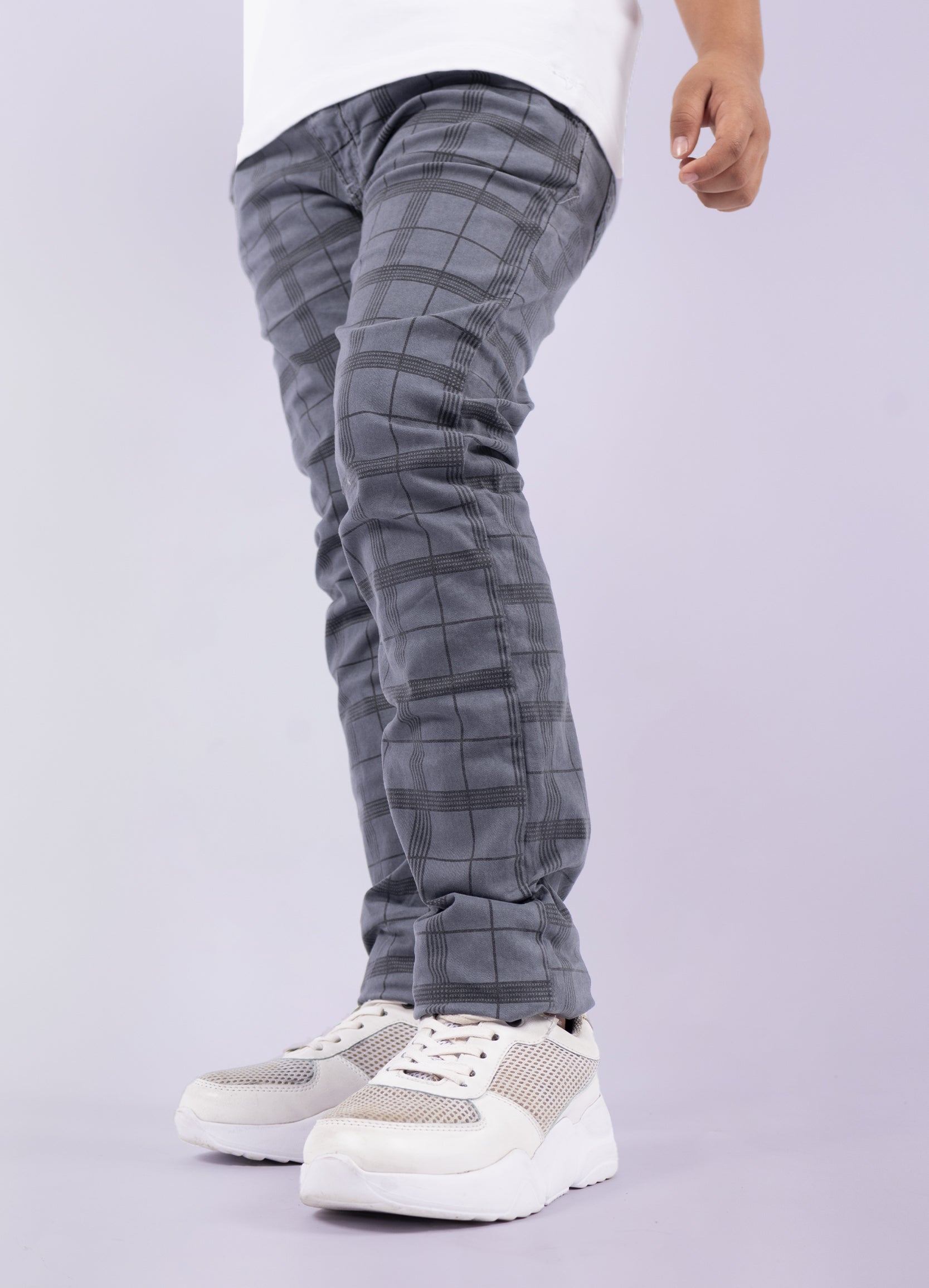 Dril Kids Cuadros gris oscuro