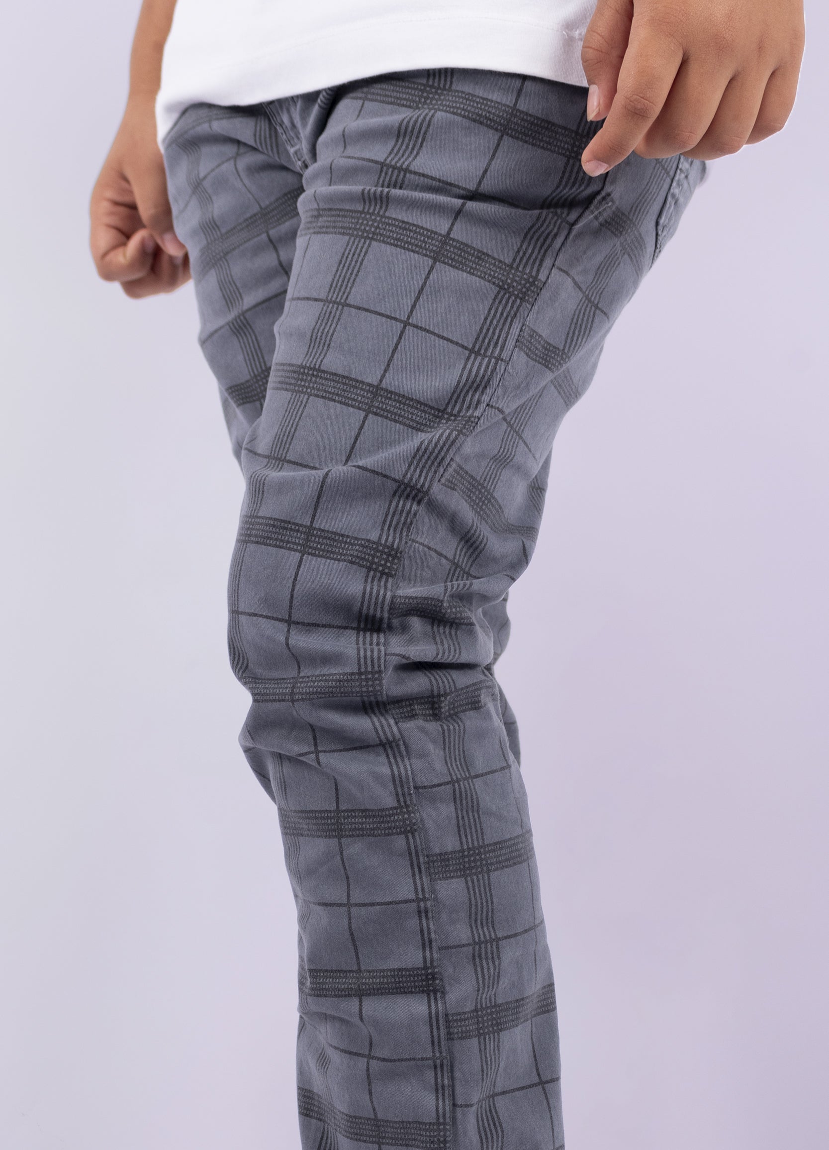 Dril Kids Cuadros gris oscuro