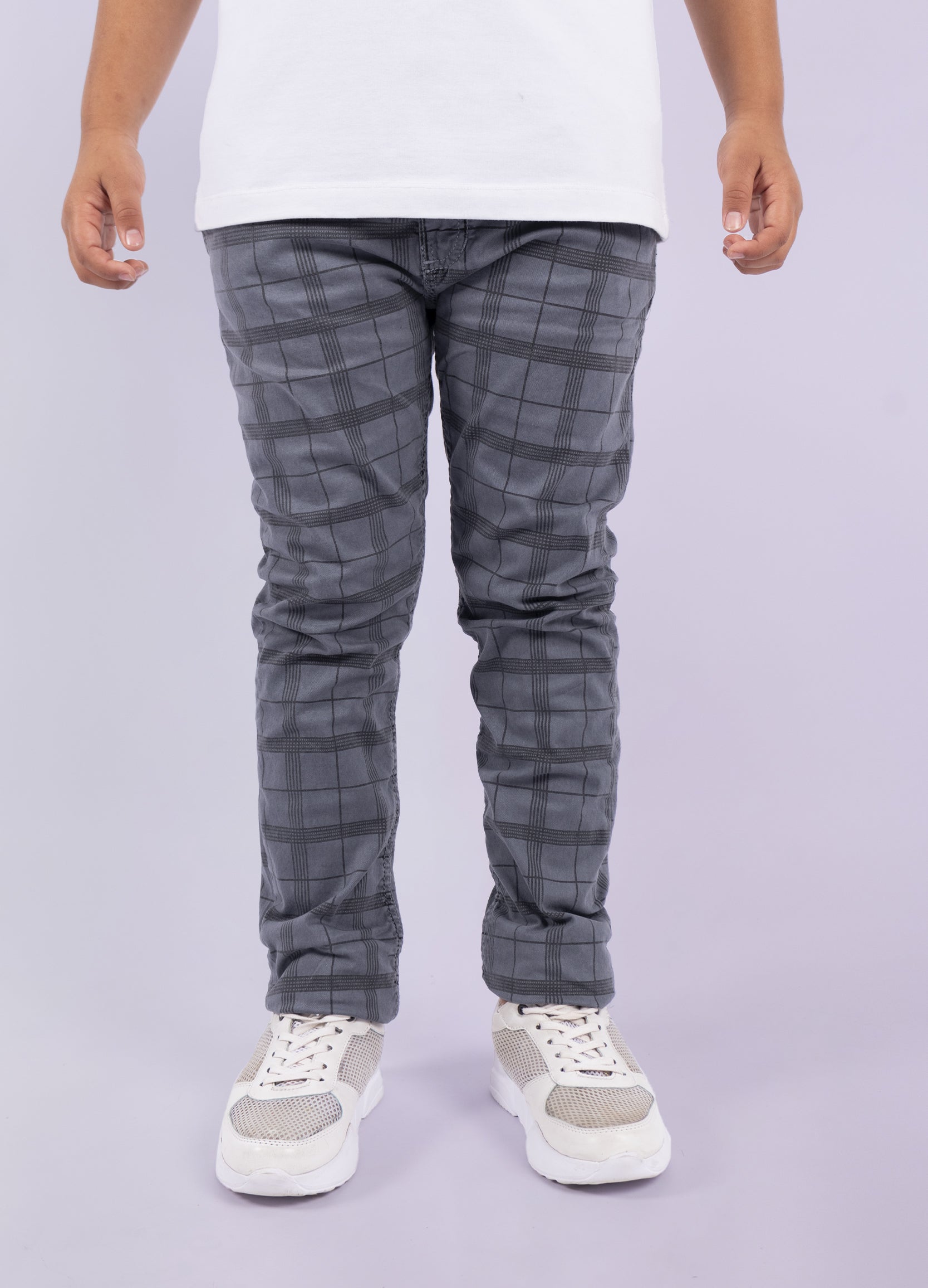 Dril Kids Cuadros gris oscuro