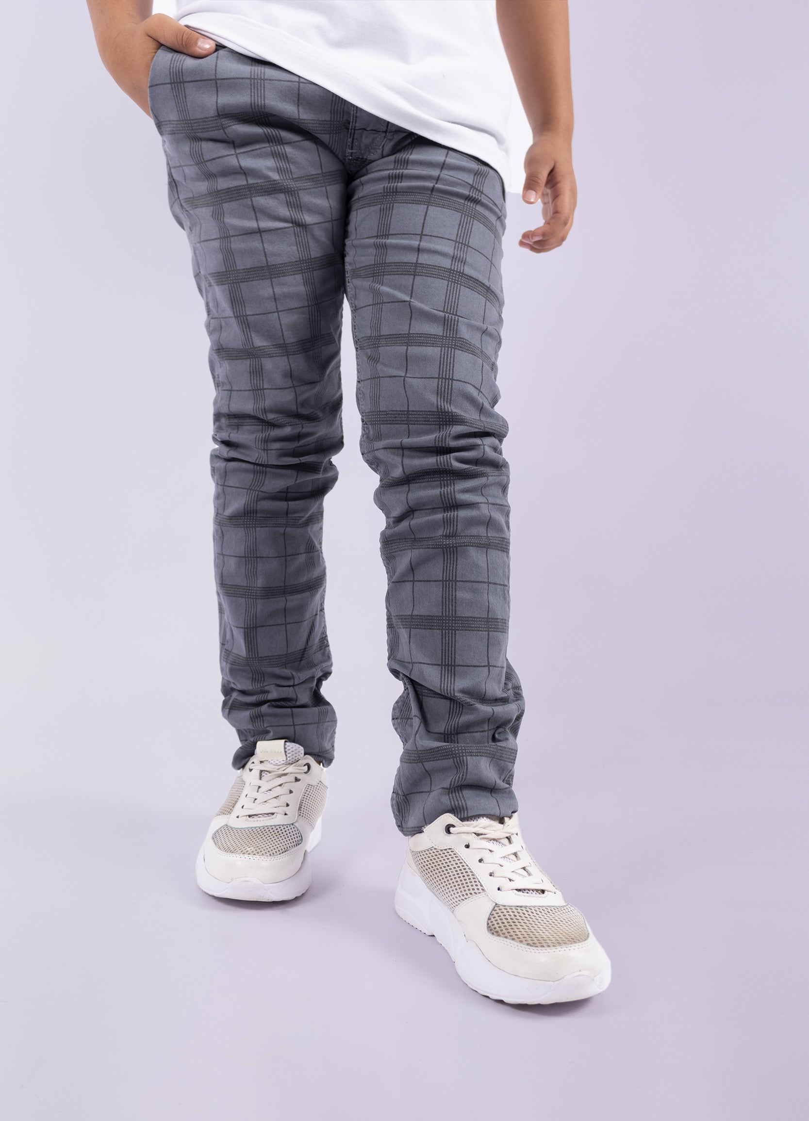 Dril Kids Cuadros gris oscuro