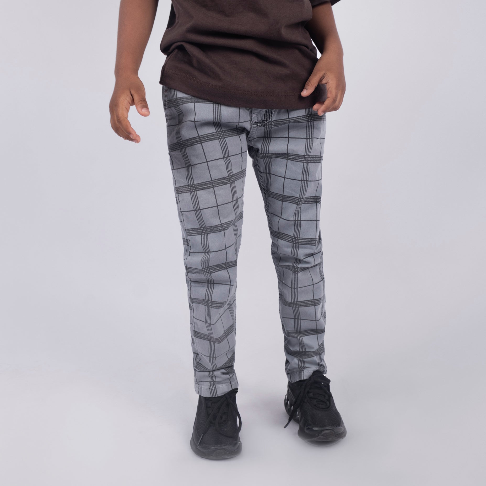 Dril Kids Cuadros gris claro