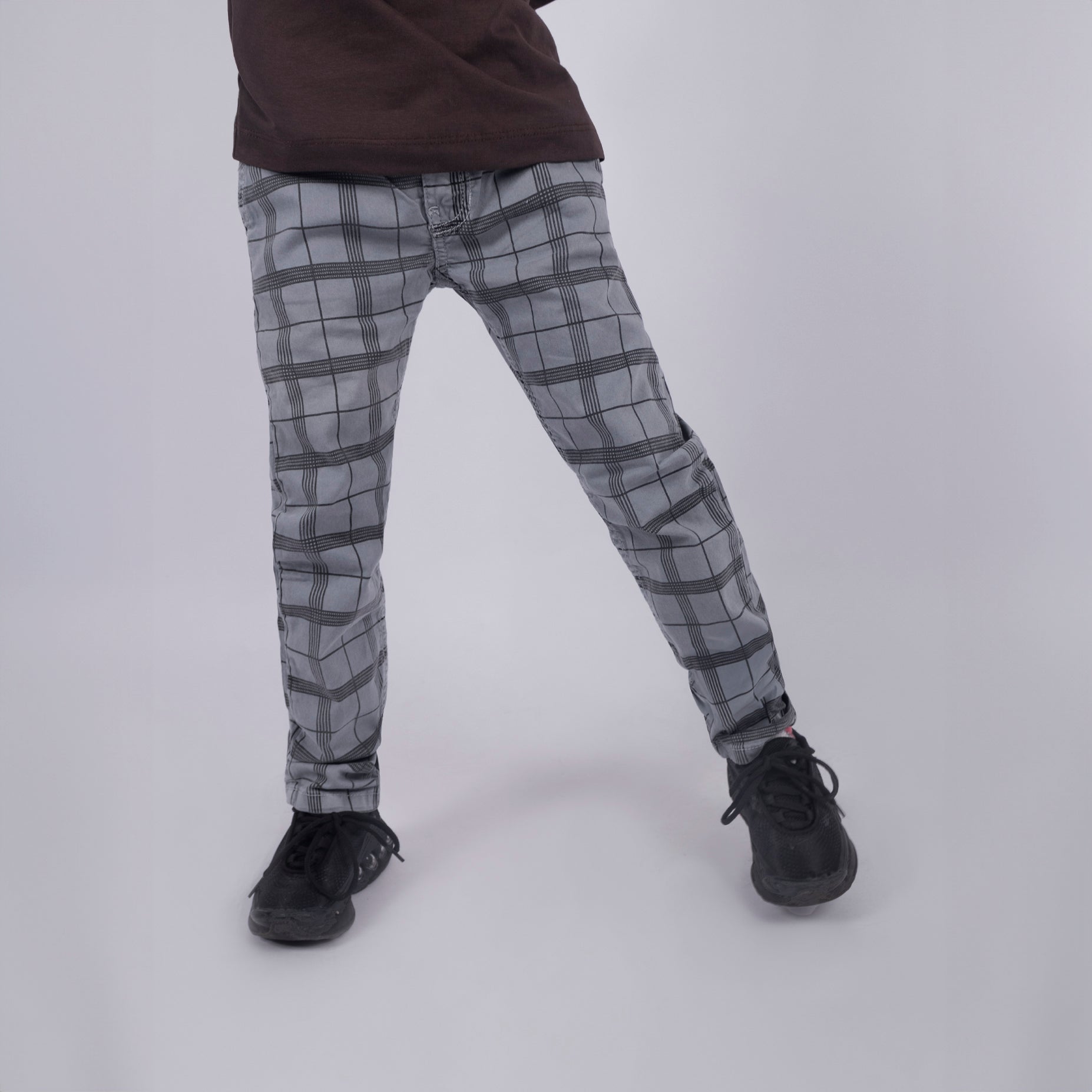 Dril Kids Cuadros gris claro