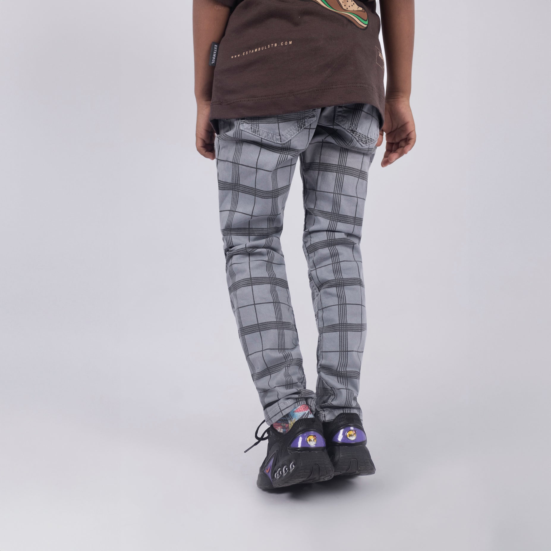 Dril Kids Cuadros gris claro