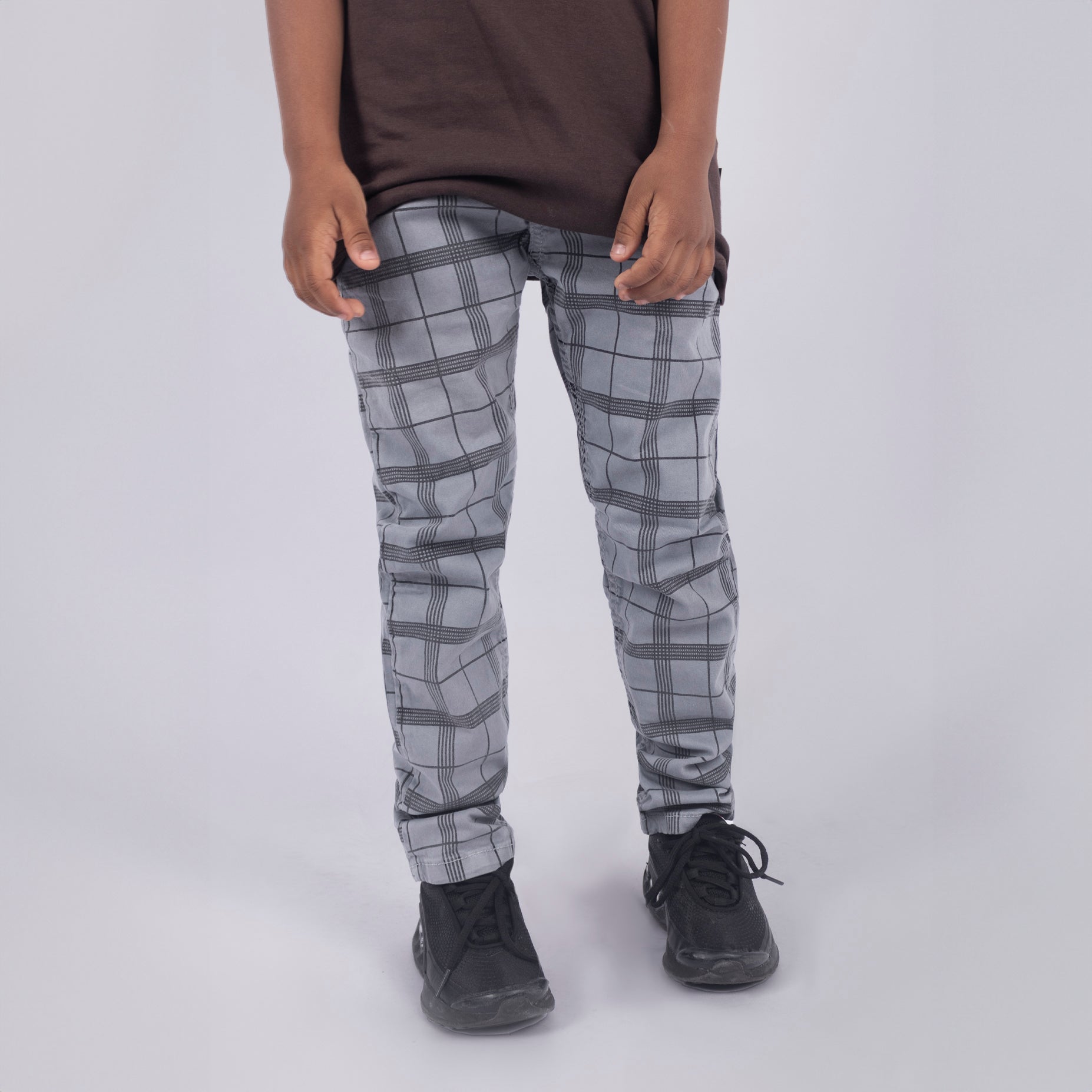 Dril Kids Cuadros gris claro